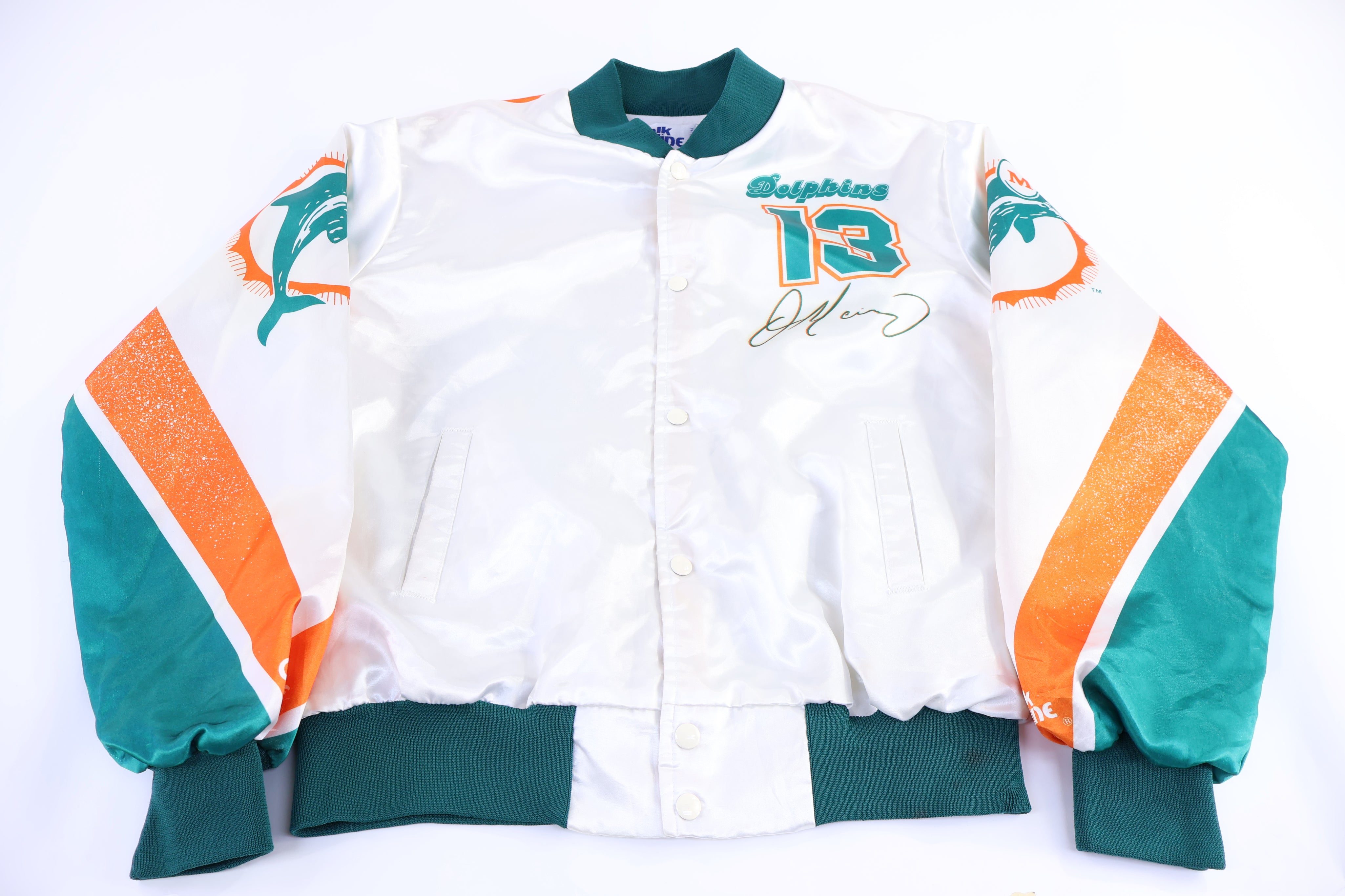 90's Chalk Line Miami Dolphins Football Bomber Jacket