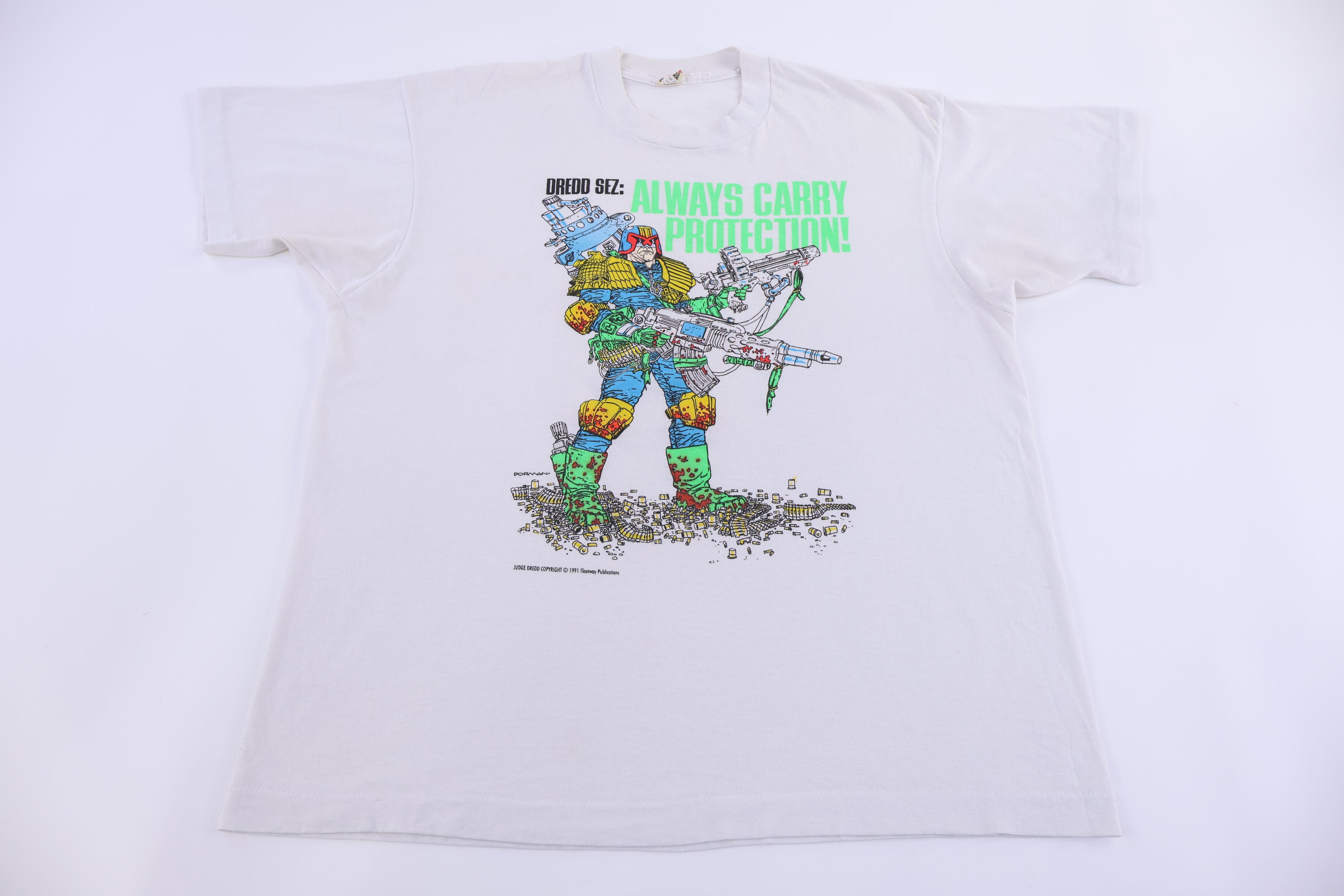 1991 Judge Dredd Always Carry Protection Graphic T-shirt