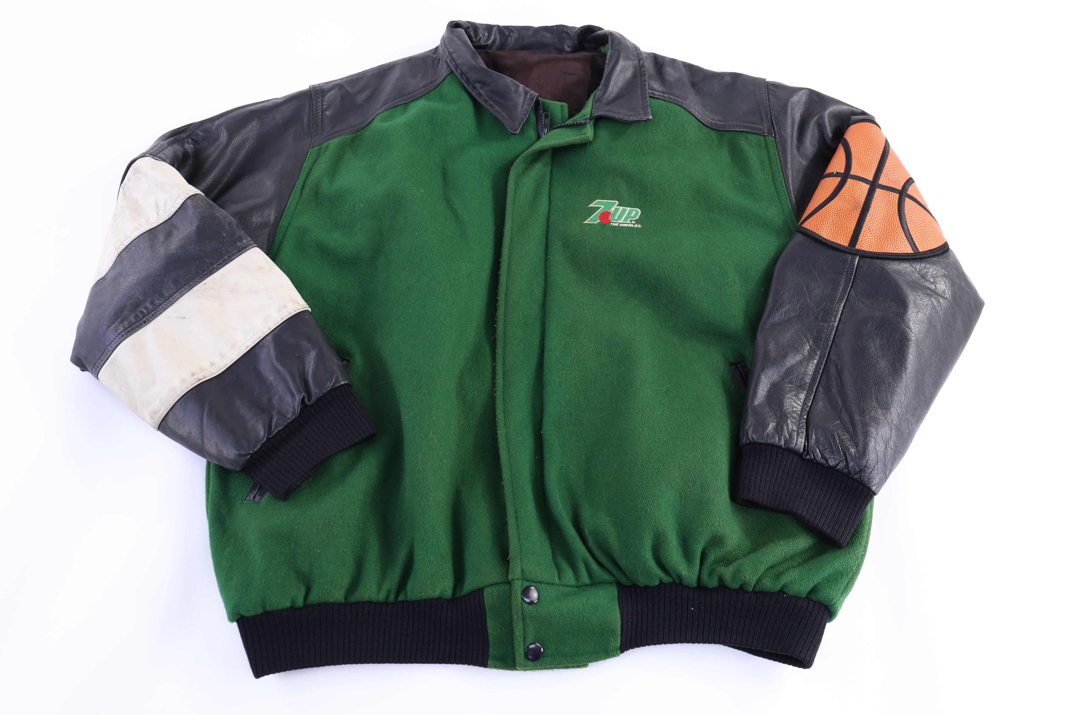 Vintage 7UP Shoot Out Basketball Leather Jacket