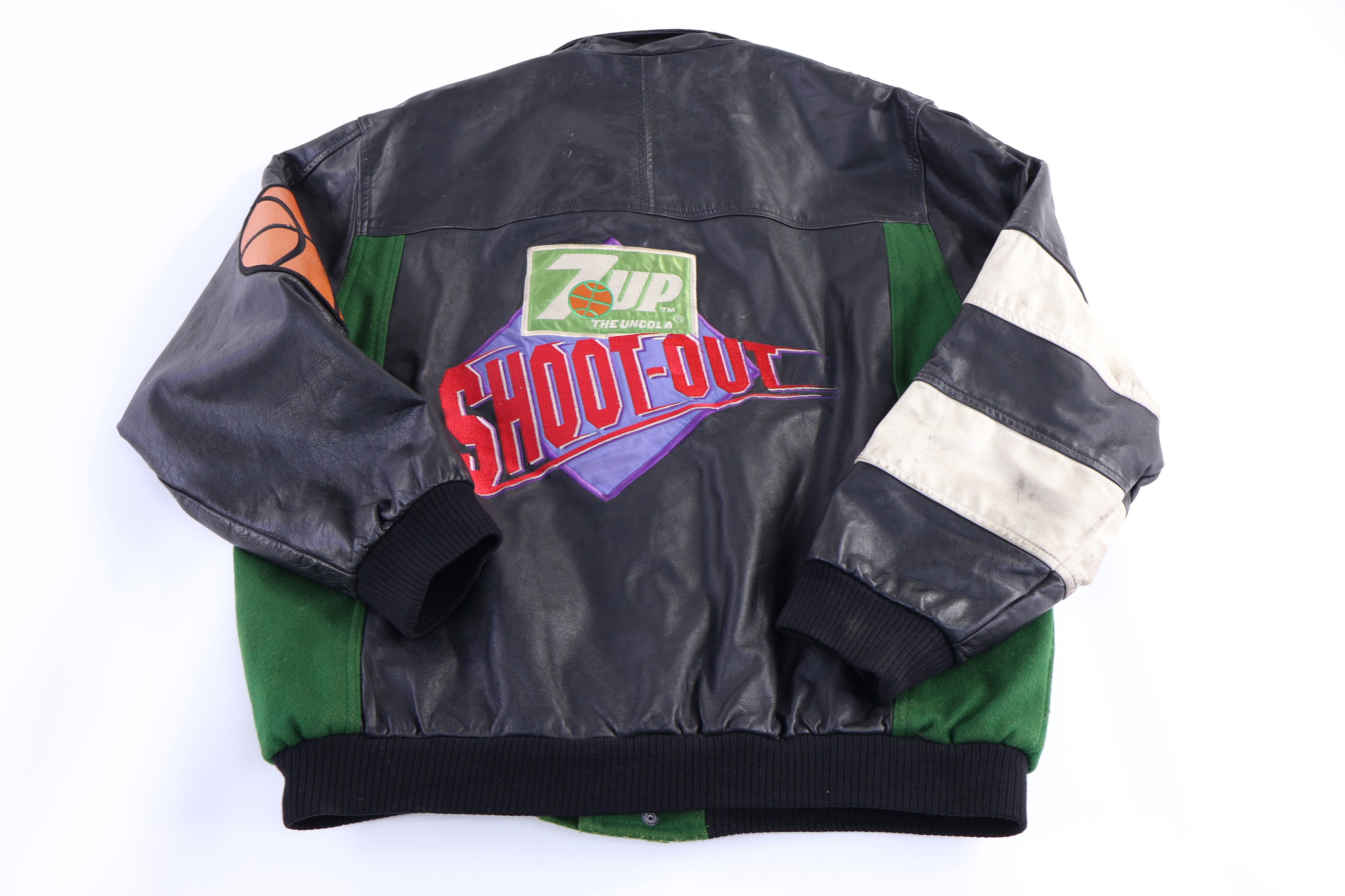 Vintage 7UP Shoot Out Basketball Leather Jacket