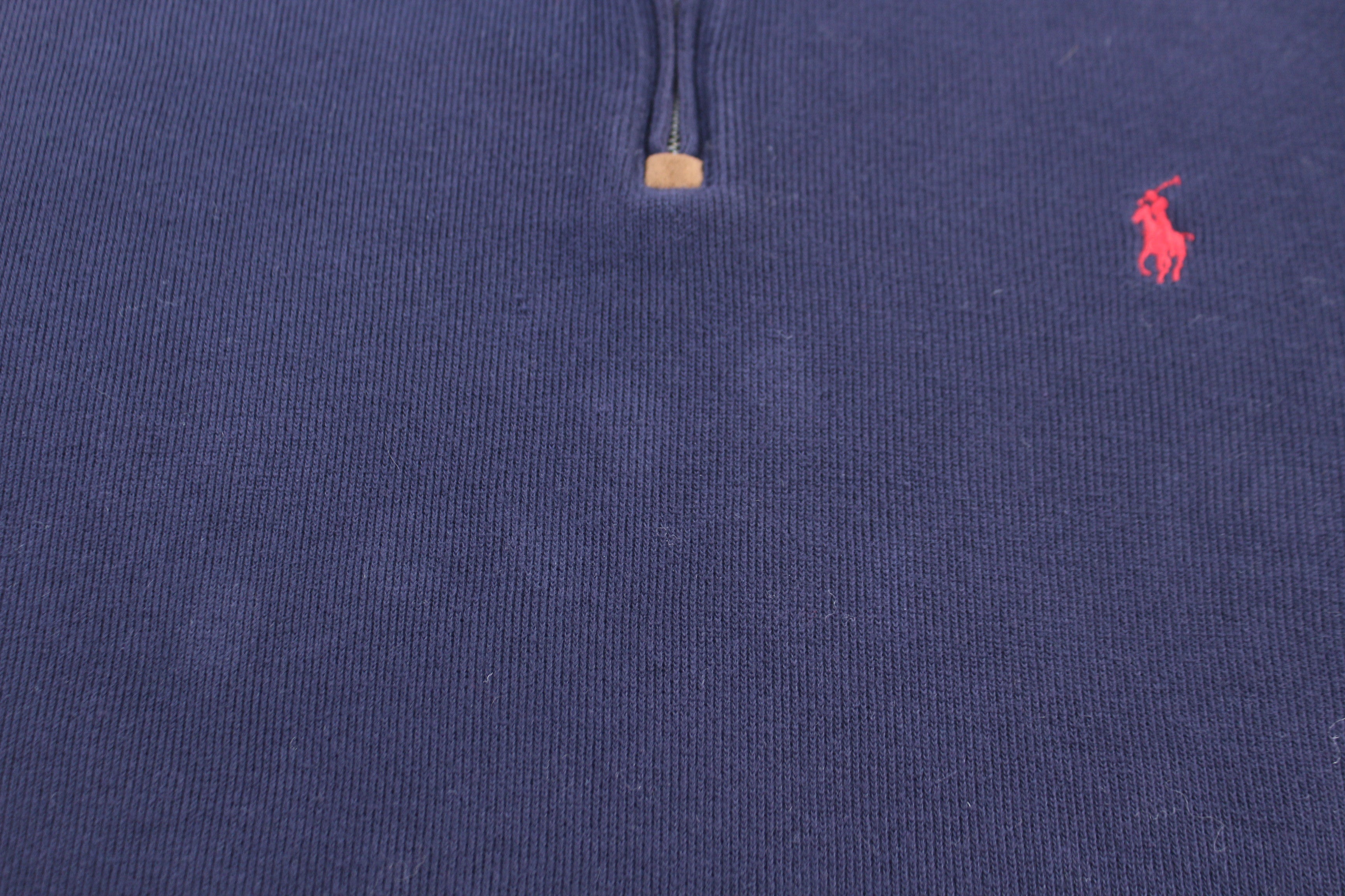 Polo by Ralph Lauren Embroidered Logo Blue Quarter Zip Sweater