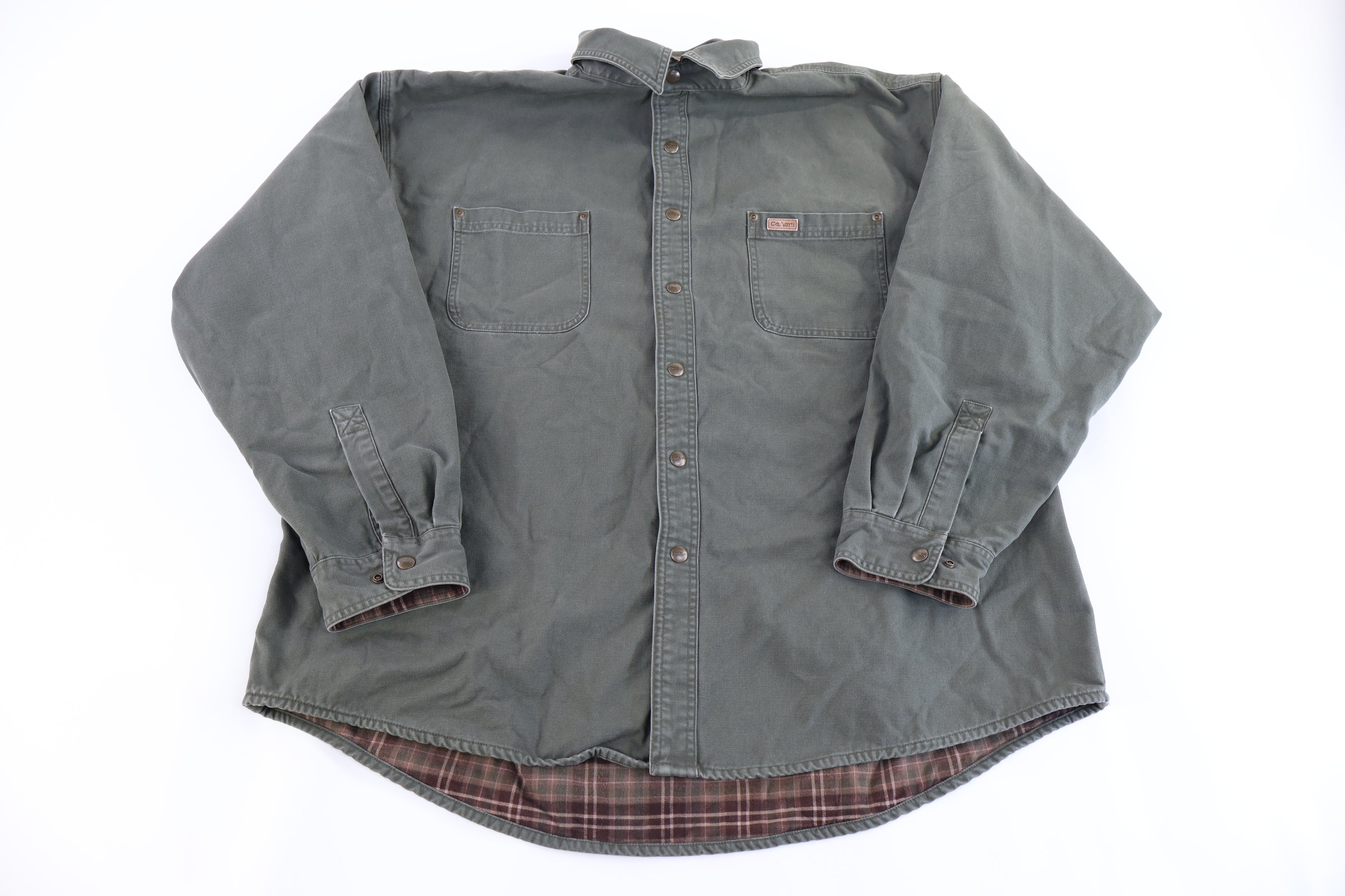 Carhartt Logo Patch Green LS Button Down