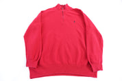 Polo Ralph Lauren Embroidered Logo Red Quarter Zip Sweater
