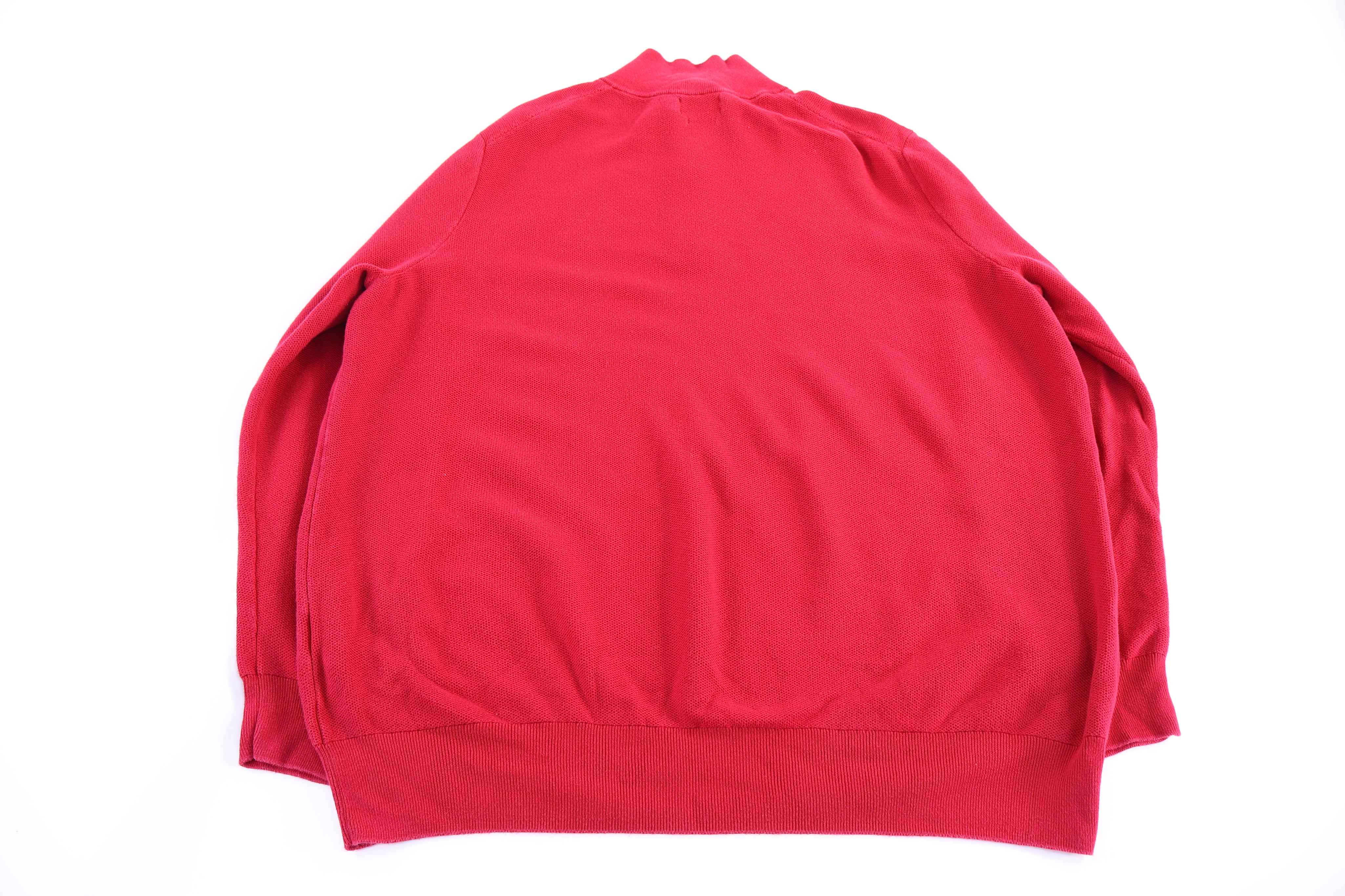 Polo Ralph Lauren Embroidered Logo Red Quarter Zip Sweater