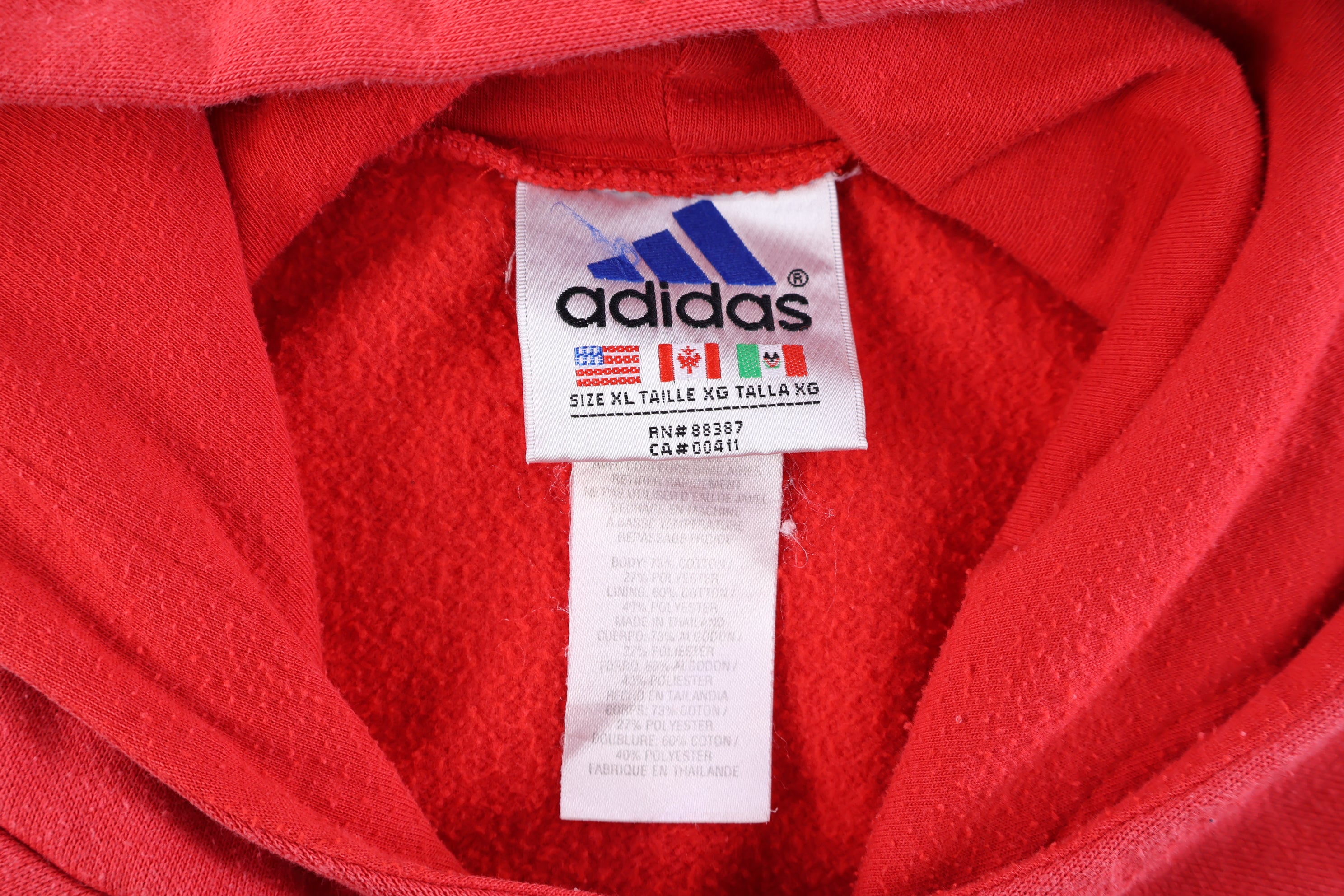 90's Adidas Embroidered Logo Red Pullover Hoodie