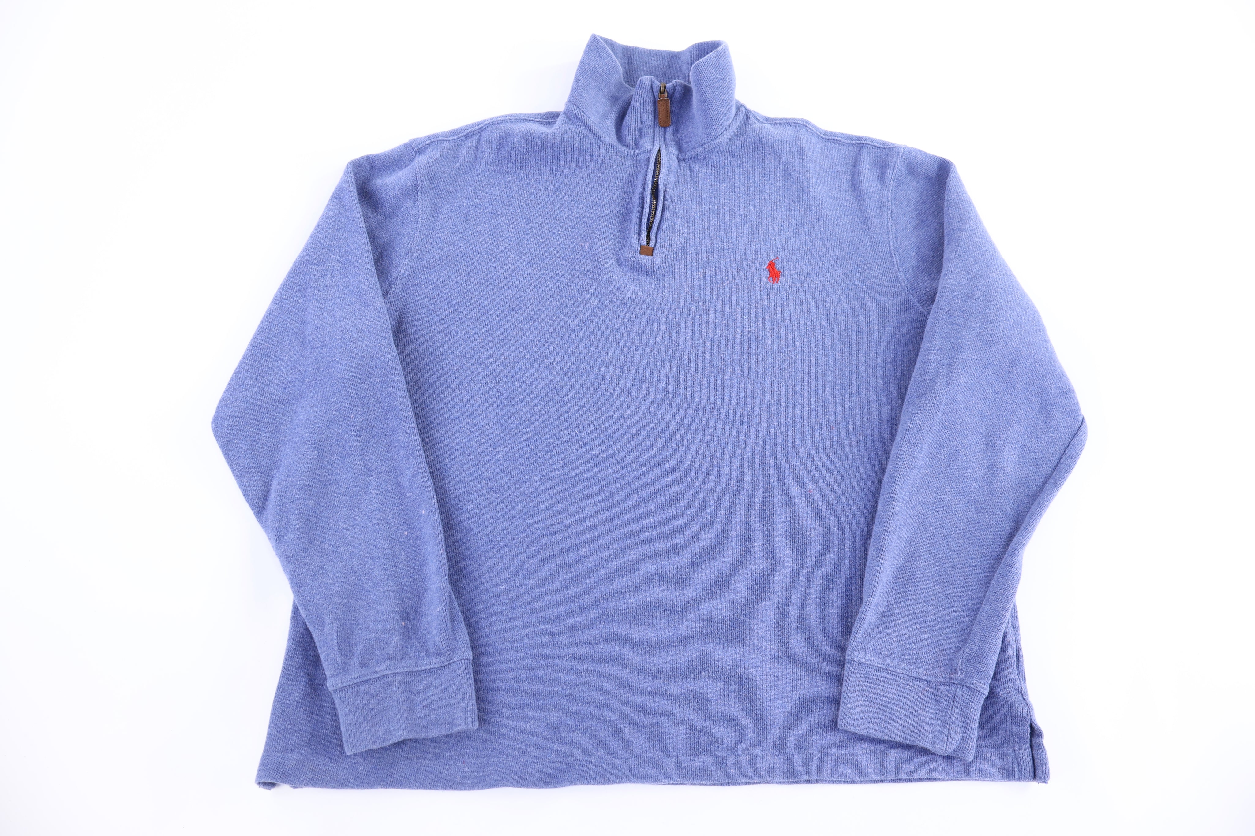 Polo Ralph Lauren Embroidered Logo Blue Quarter Zip Sweater