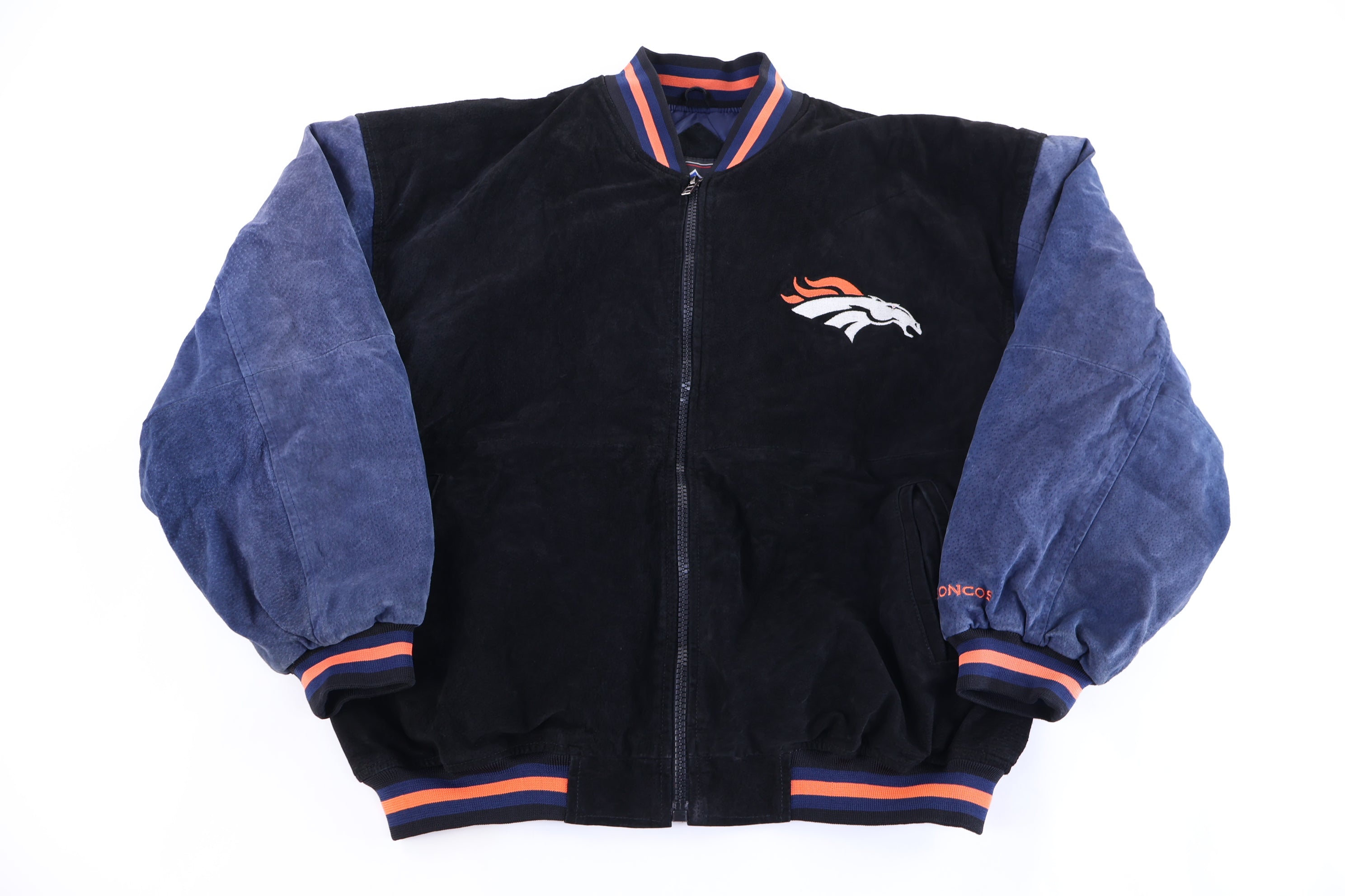 Vintage Denver Broncos Football Leather Suede Full Zip Jacket