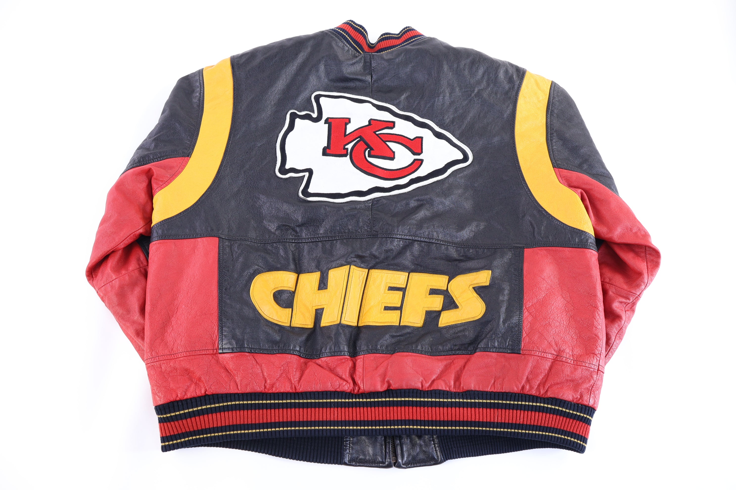 90's Kansas City Chiefs Football Leather Full Zip Jacket