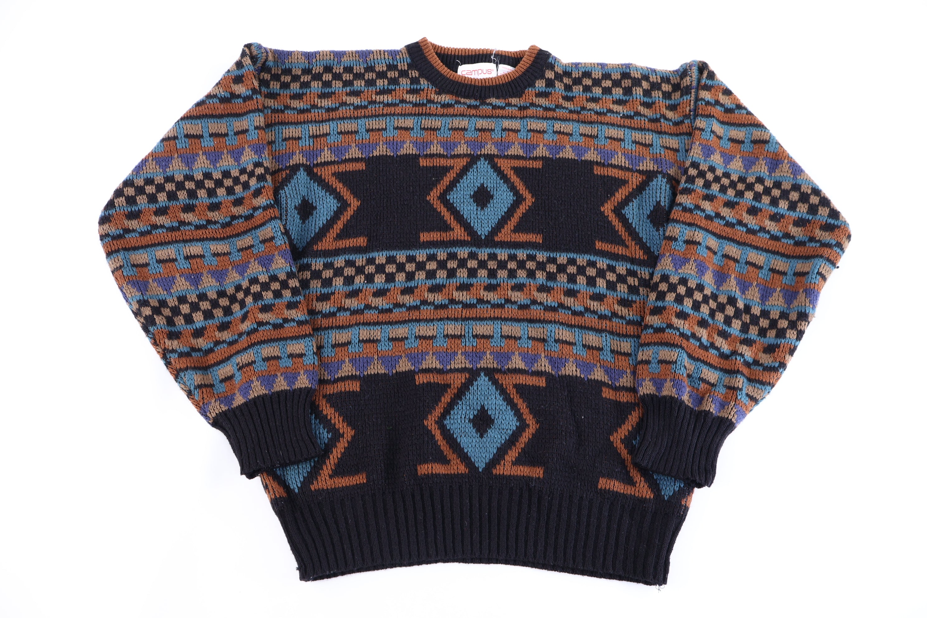 90's Campus Multipattern Knit Sweater