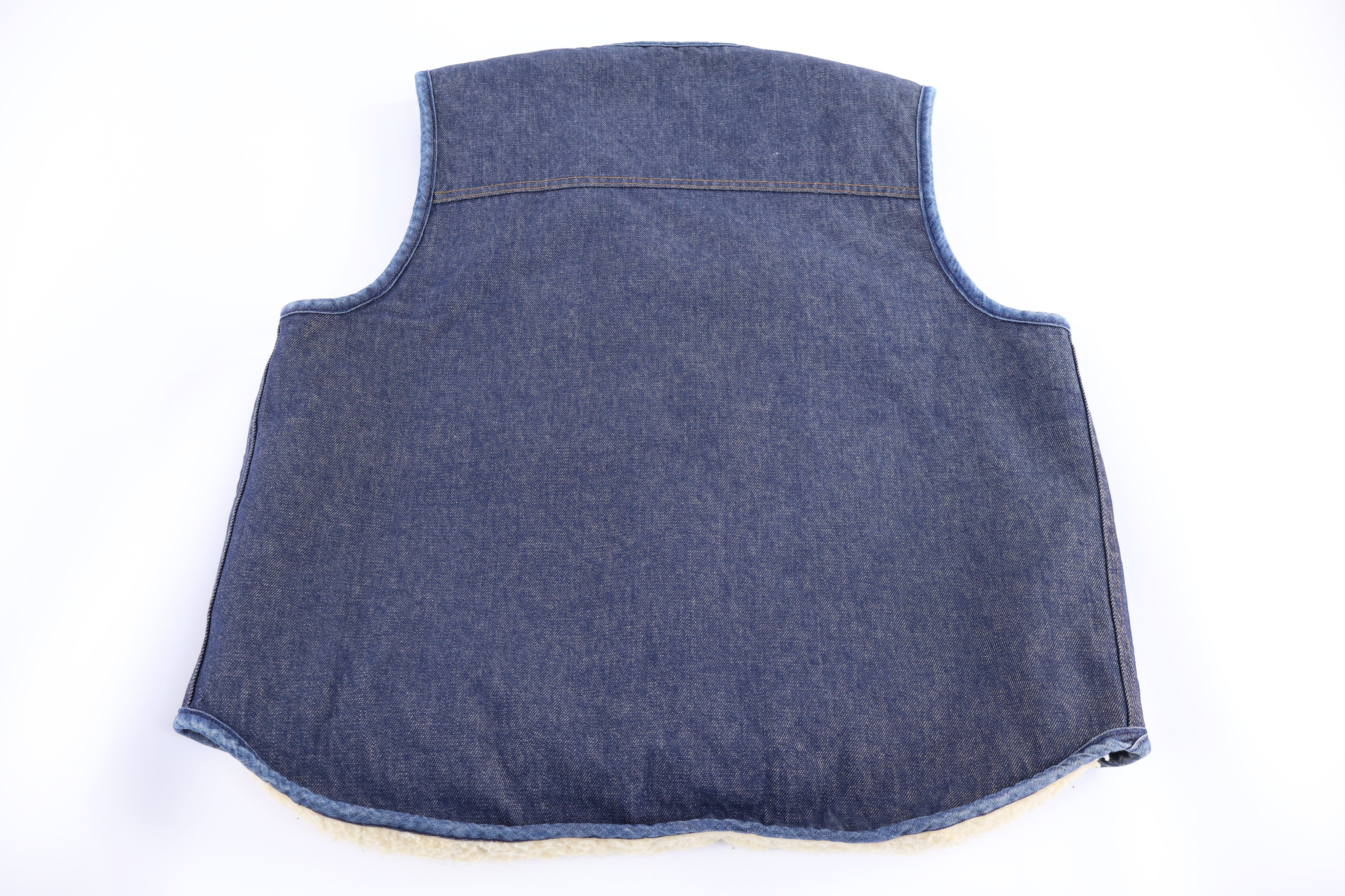 80's Carhartt Sherpa Lined Dark Wash Denim Vest
