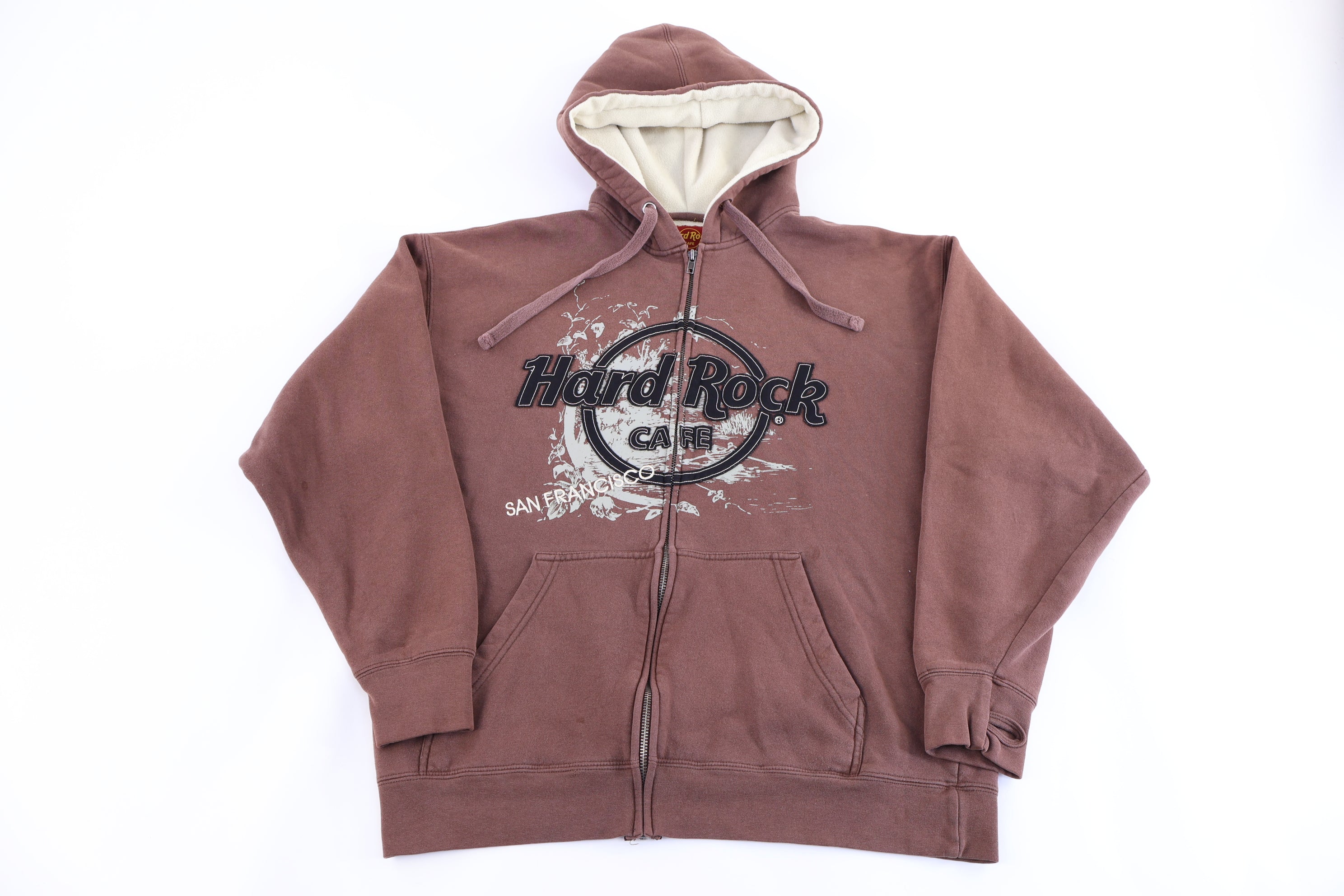 Hard Rock Cafe Embroidered Brown Full Zip Jacket
