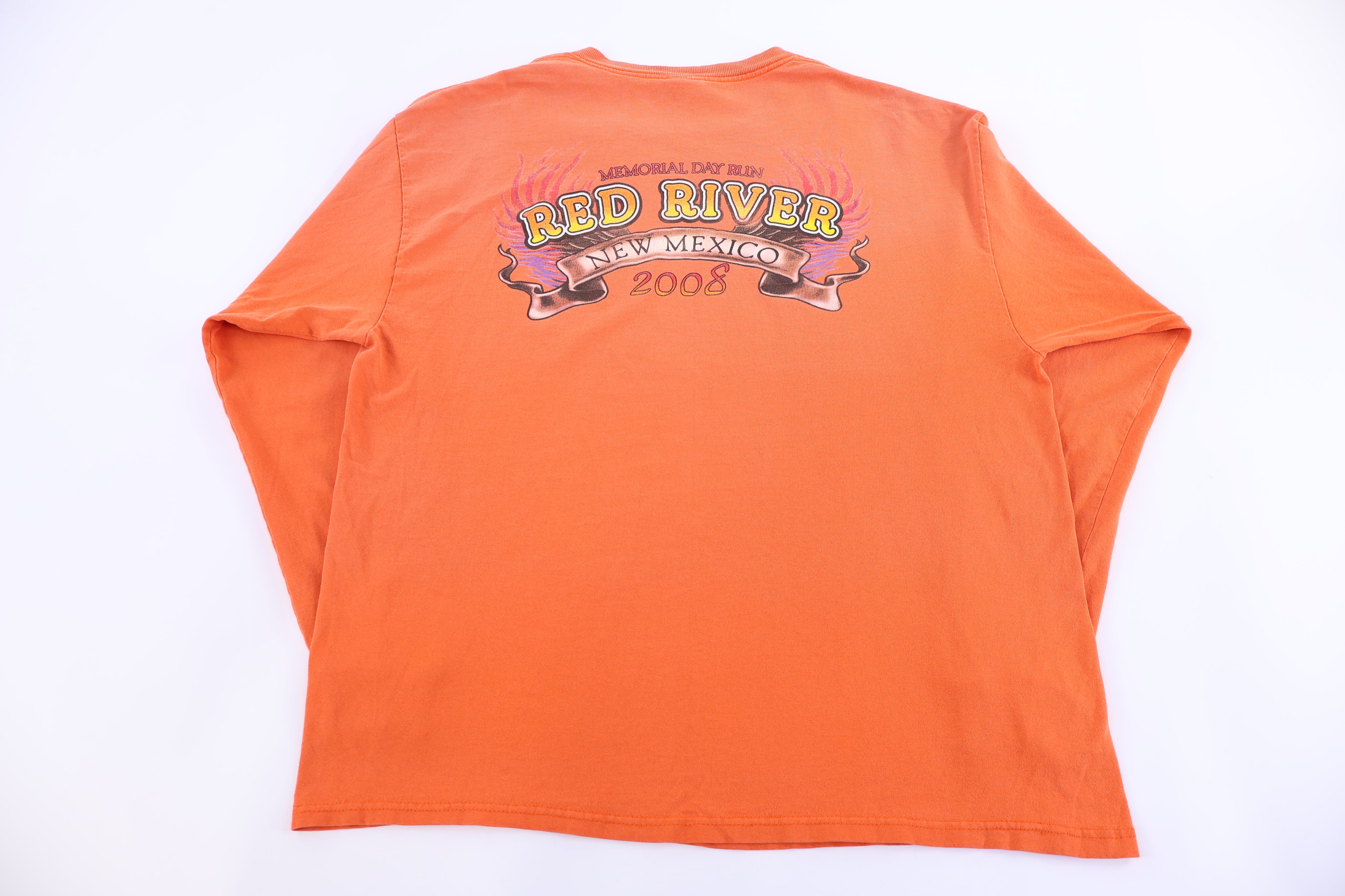 2008 Memorial Day Run Biker Flames Graphic LS T-shirt