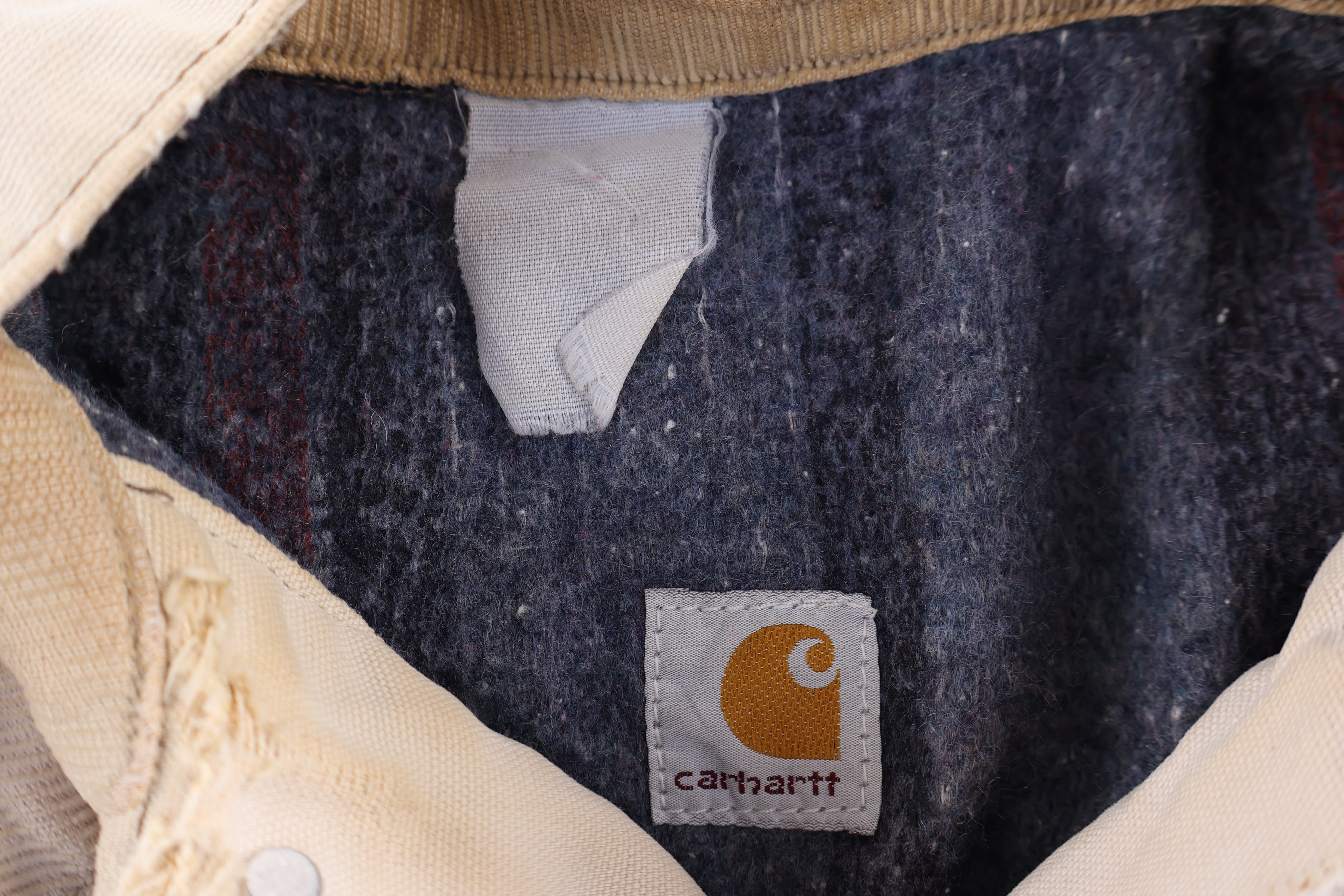 Carhartt Logo Patch Tan Blanket Lined Trucker Jacket