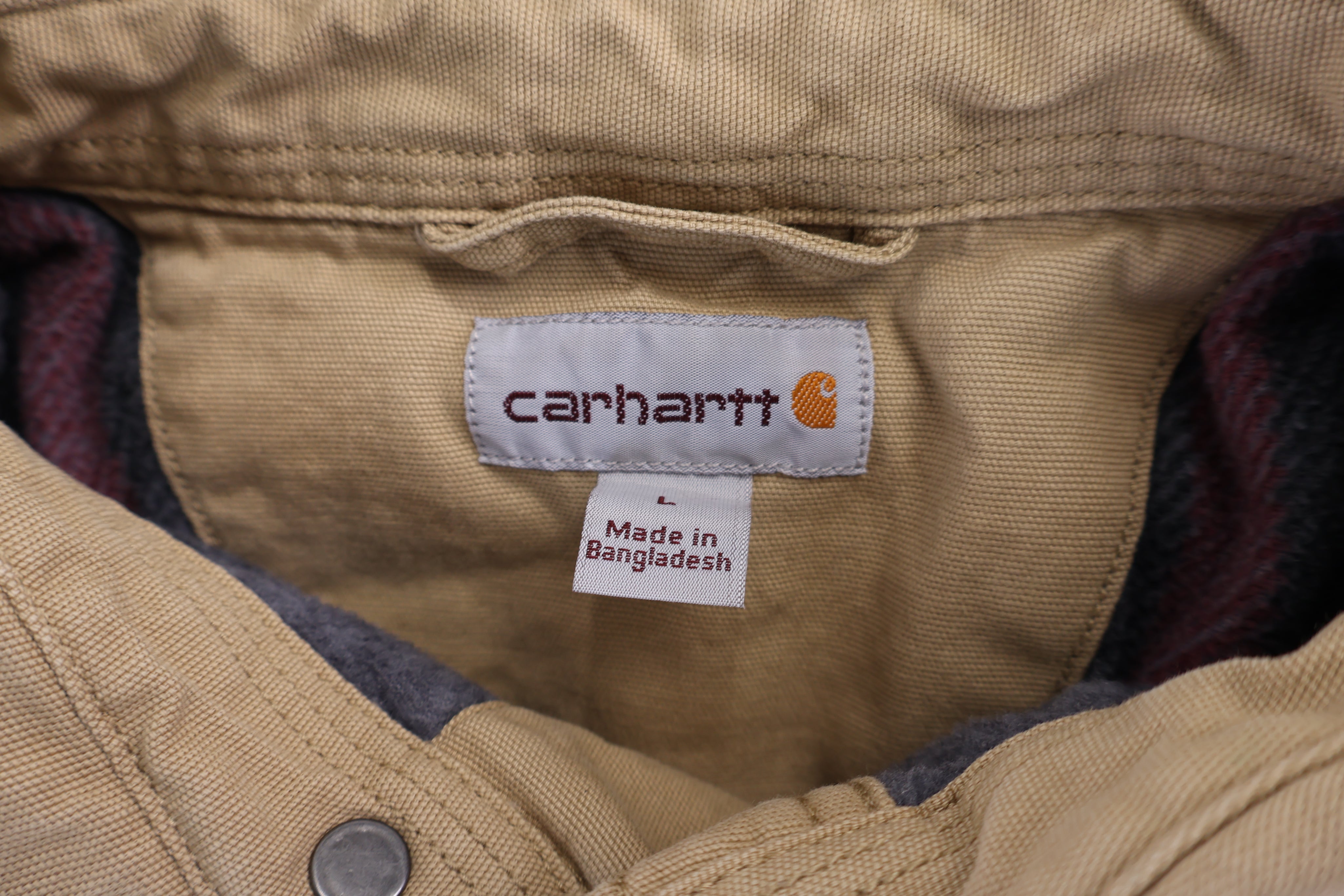 Carhartt Logo Patch Tan Fleece Lined LS Button Down