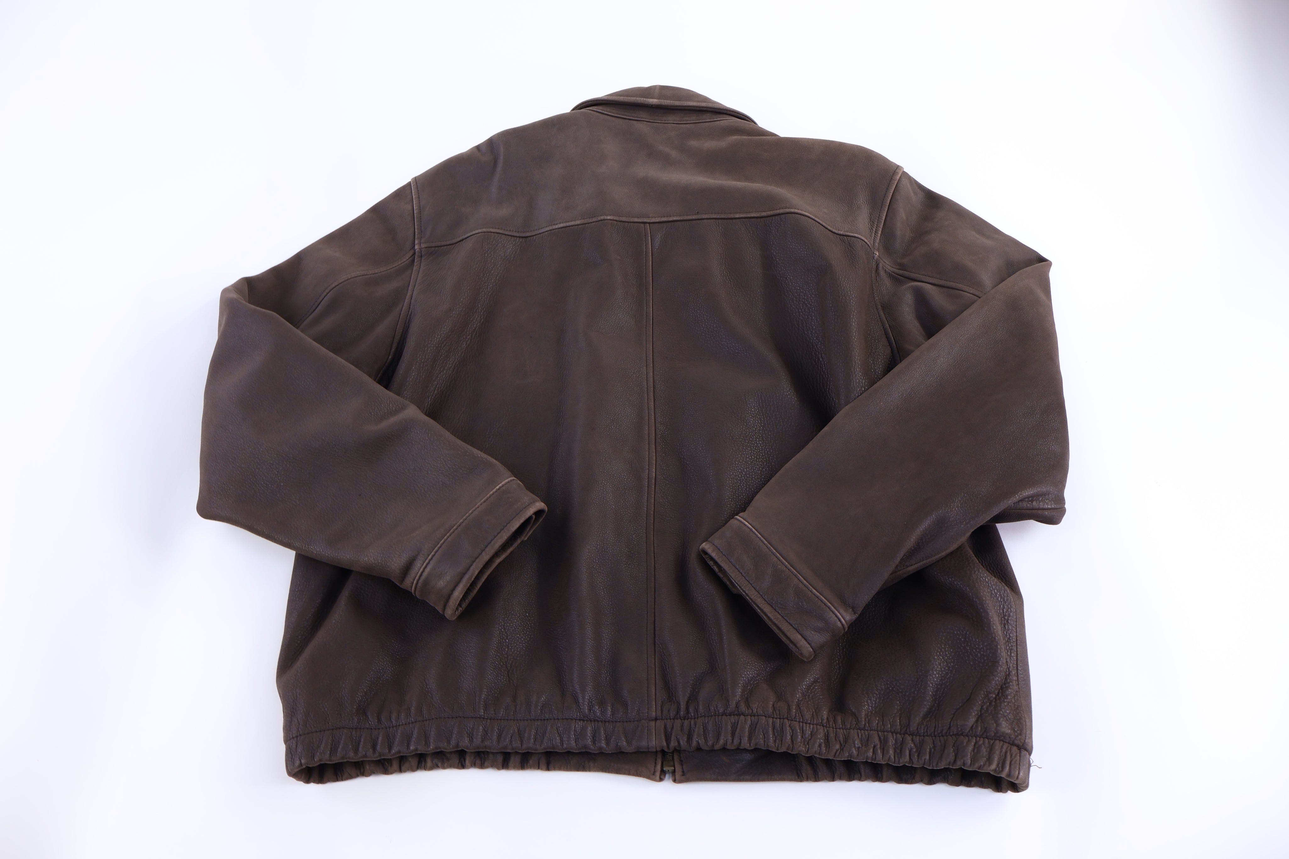 Columbia Full Zip Brown Leather  Jacket