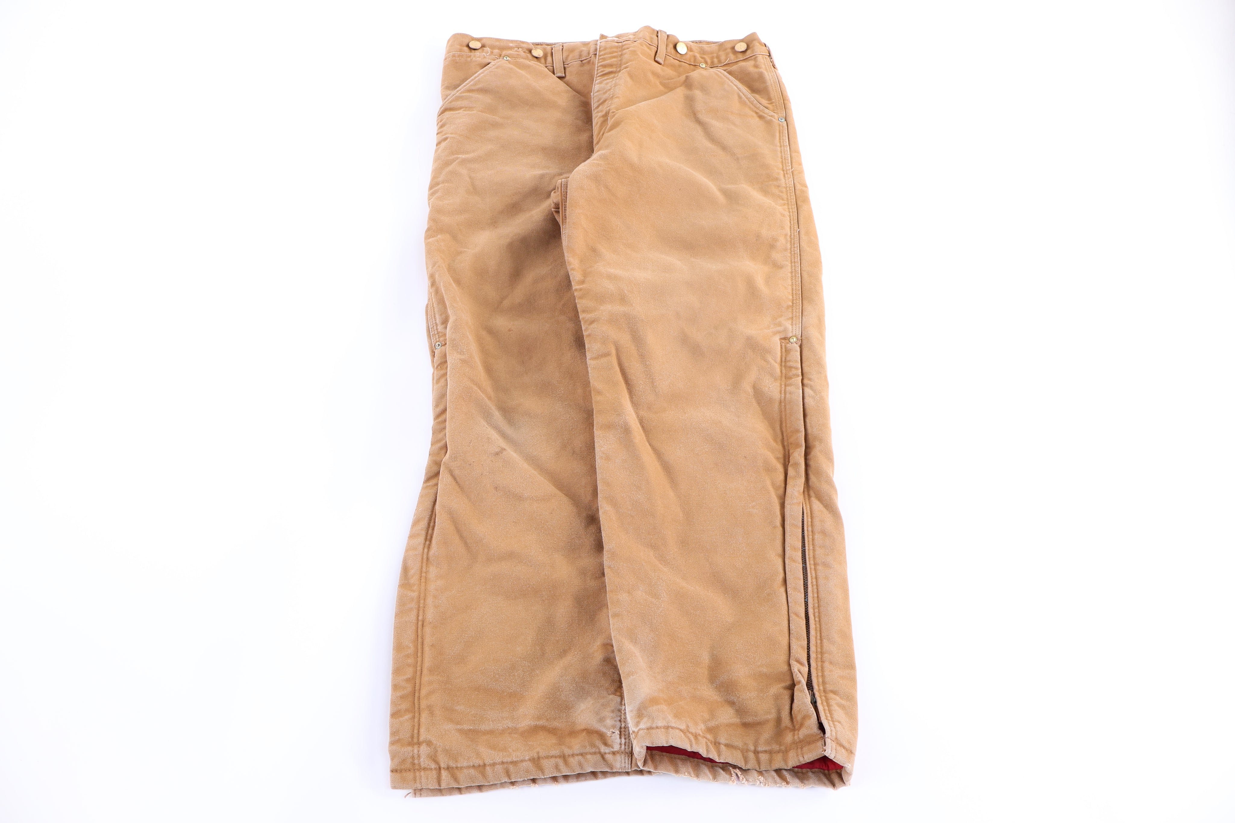 90's Carhartt Logo Patch Tan Quilted Lined Pants