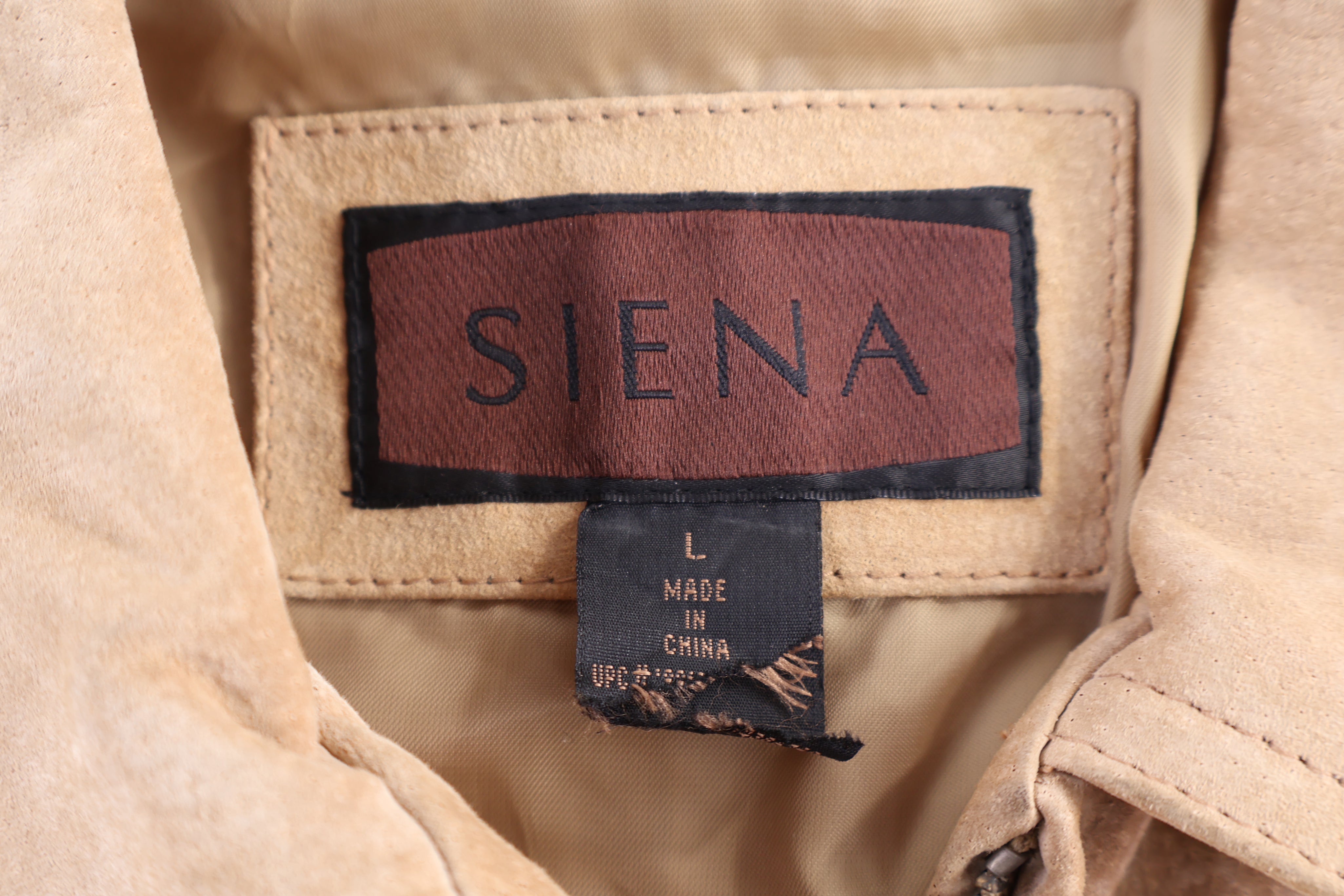 Women's Vintage Siena Tan Leather Suede Full Zip Jacket