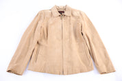 Women's Vintage Siena Tan Leather Suede Full Zip Jacket