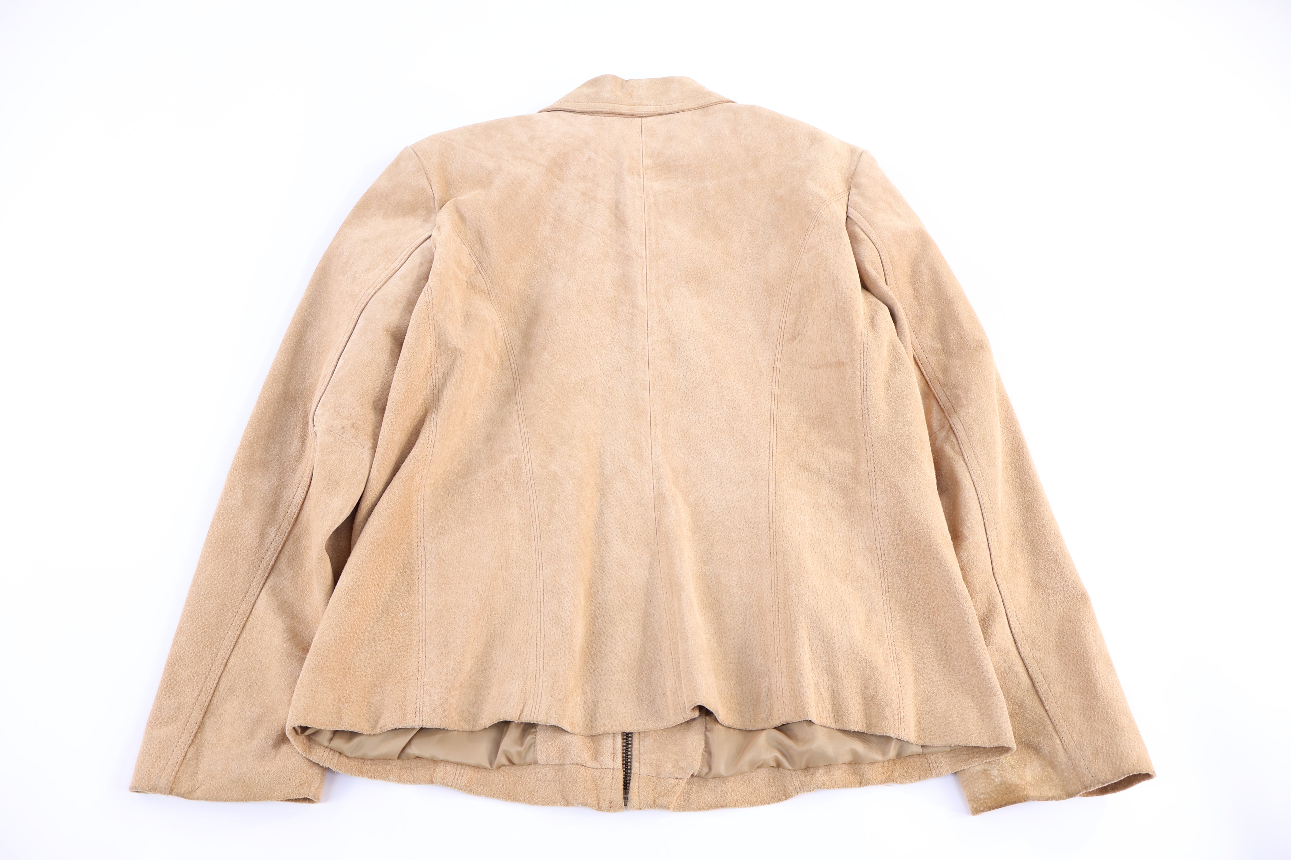 Women's Vintage Siena Tan Leather Suede Full Zip Jacket