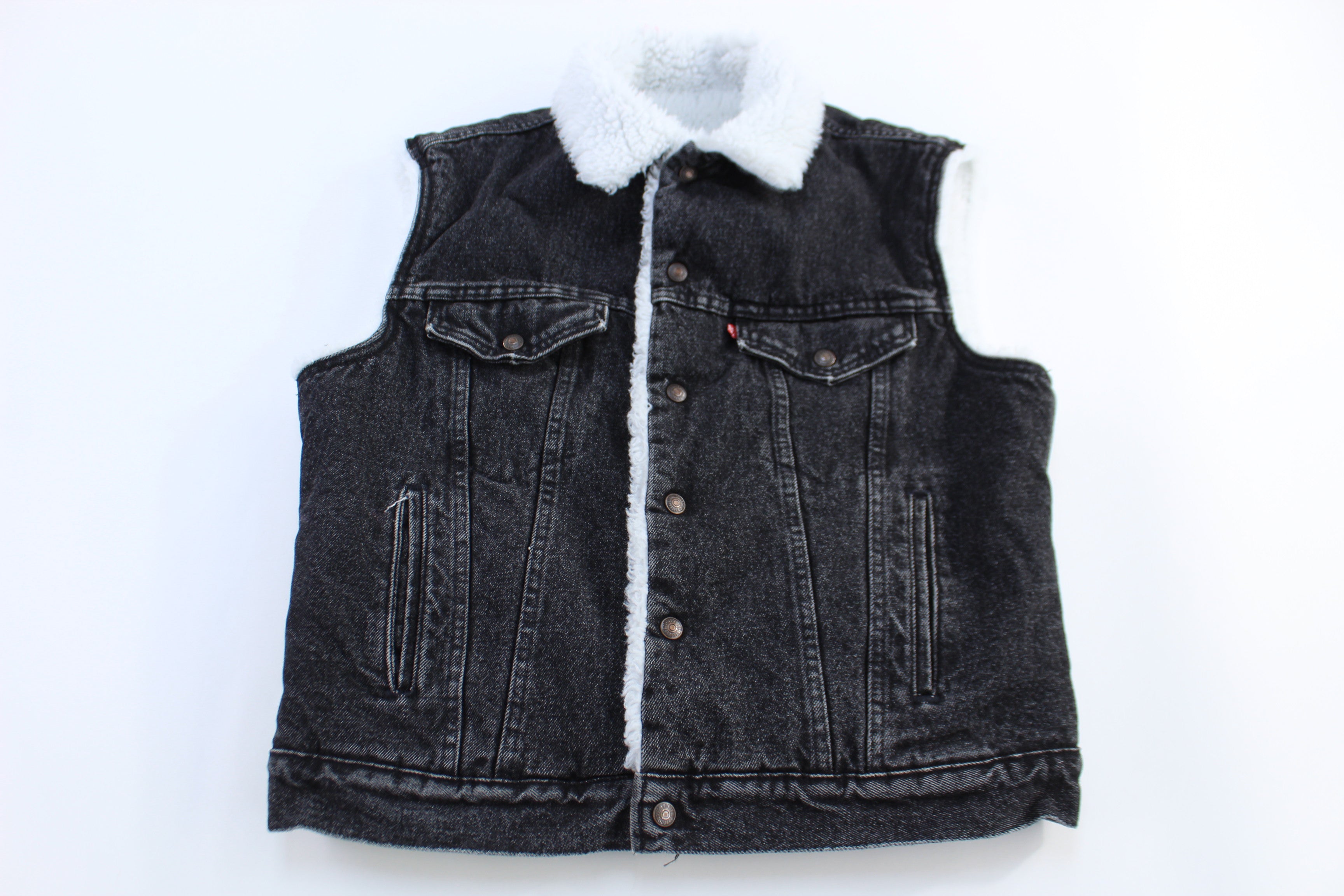 80's Levi's Black Washed Sherpa Lined Vest