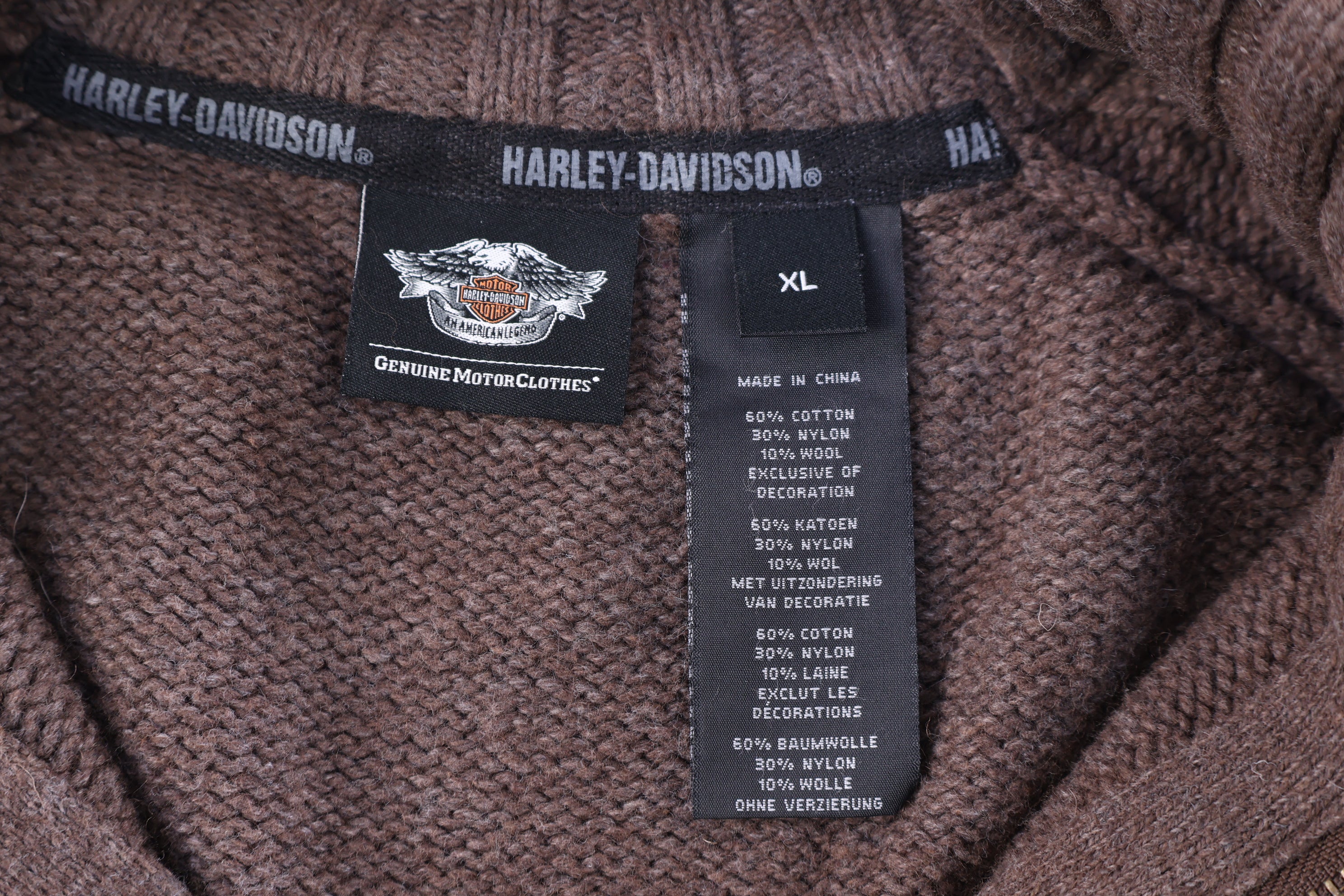 Harley Davidson Motorcycles Brown Quarter Zip Pullover