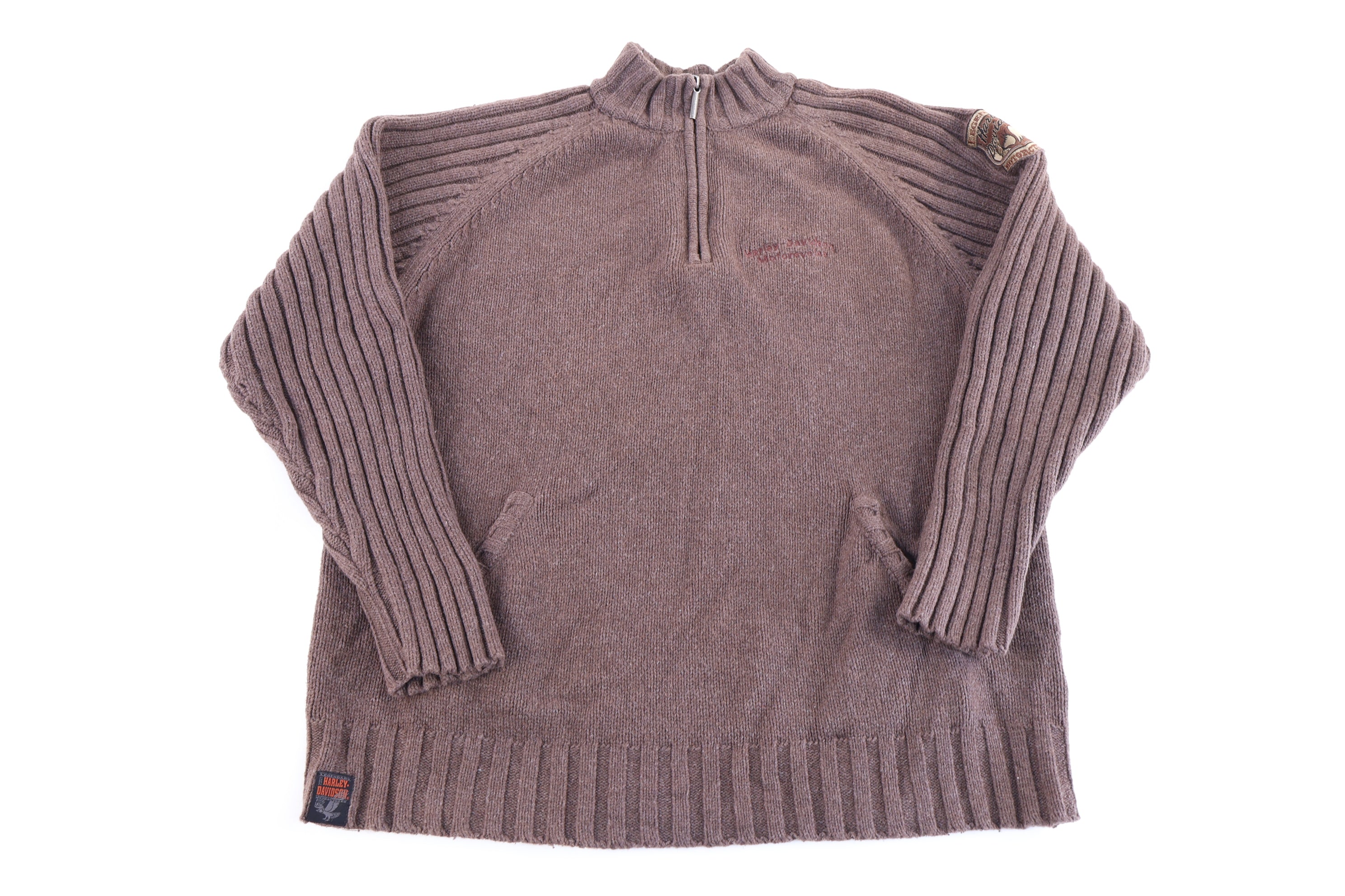 Harley Davidson Motorcycles Brown Quarter Zip Pullover
