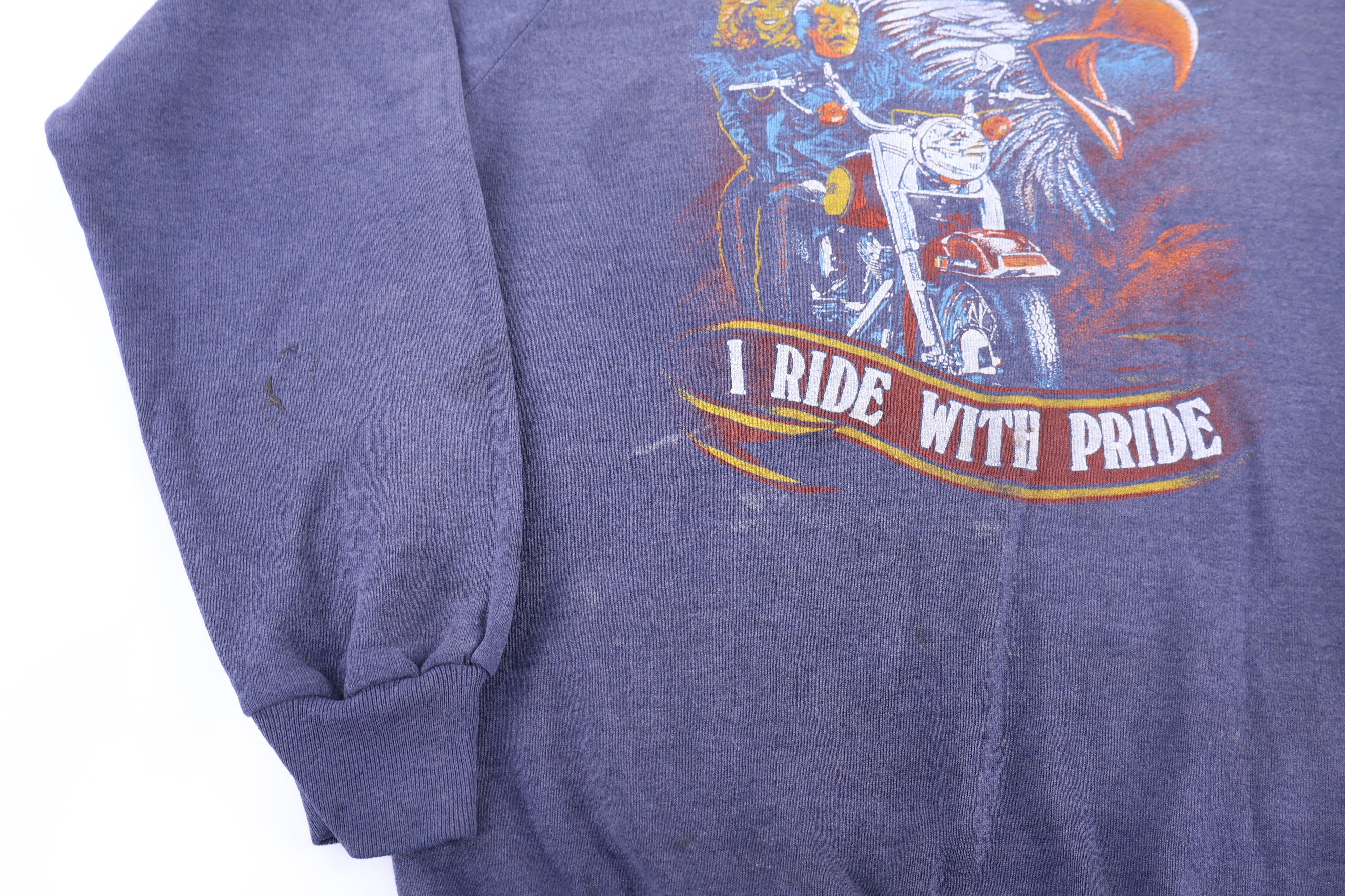 80's I Ride With Pride Biker Graphic Sweatshirt