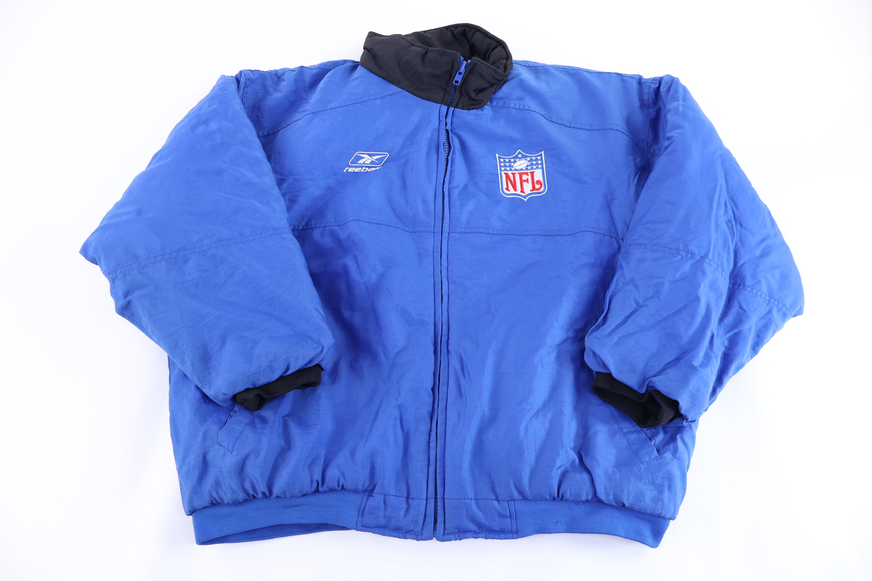 Vintage Reebok NFL Embroidered Logo Full Zip Puffer Jacket