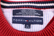 Vintage Tommy Hilfiger Red Embroidered Logo Knit Sweater