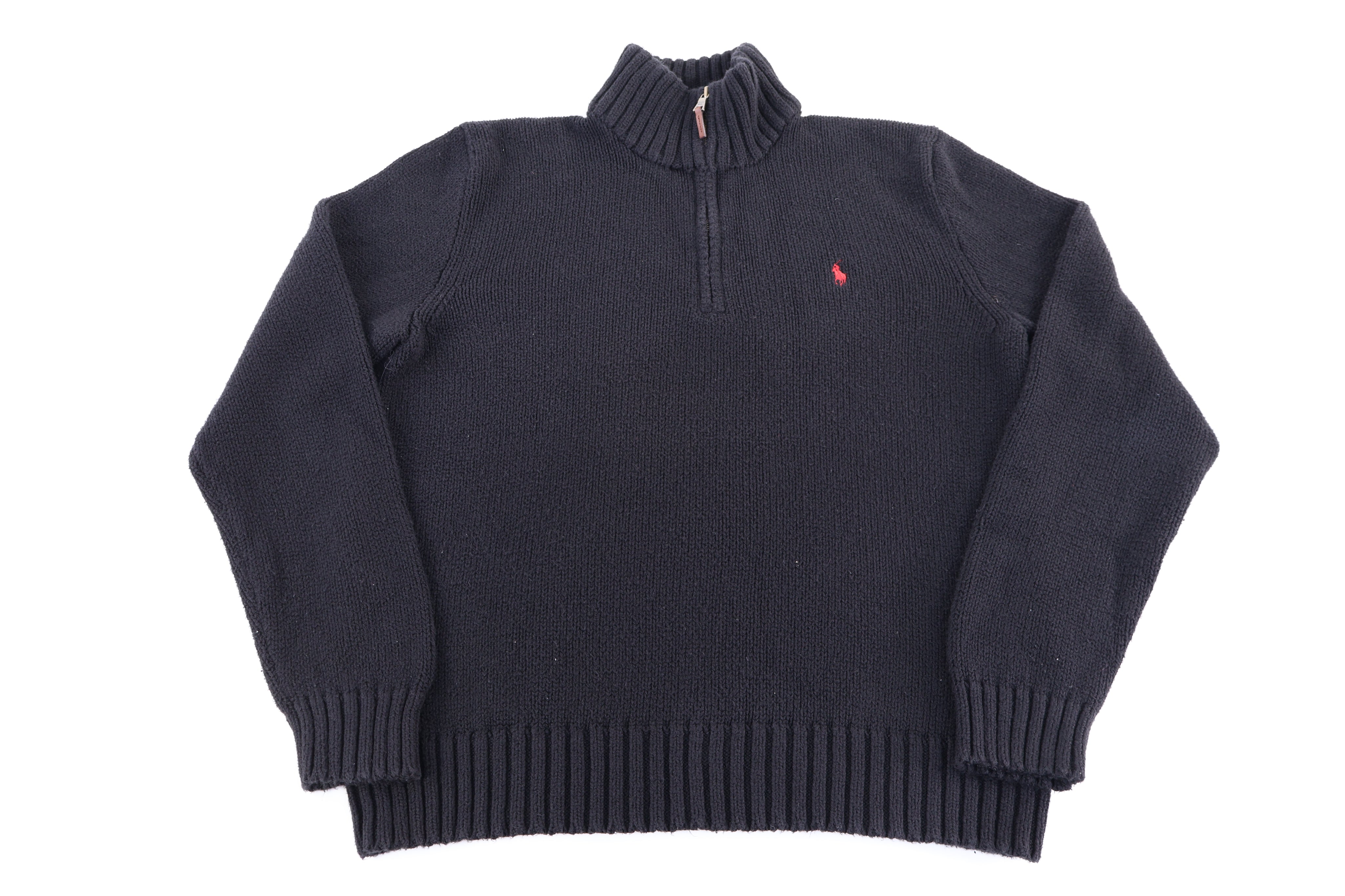 Polo by Ralph Lauren Embroidered Logo Black Quarter Zip Pullover