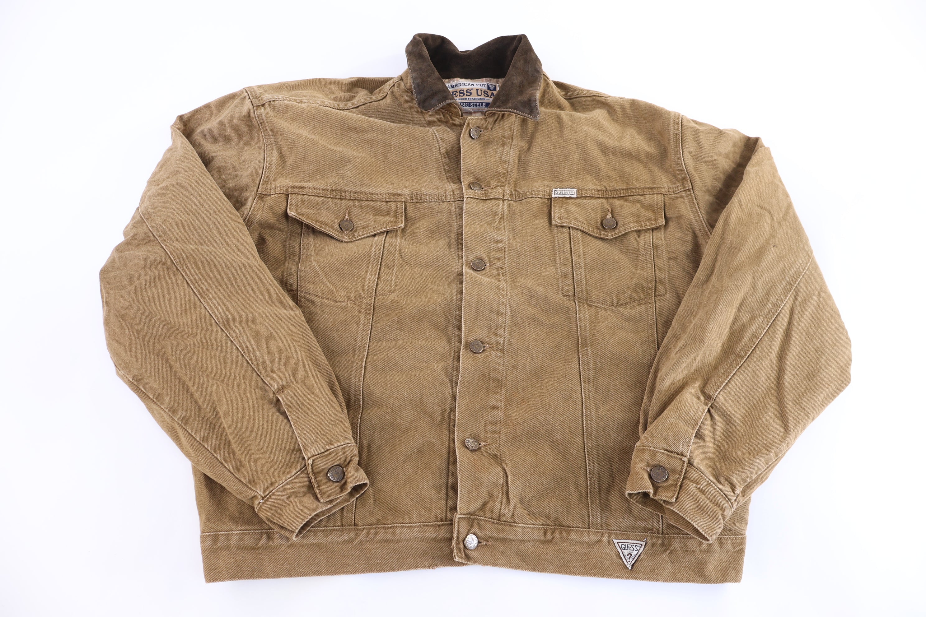 90's GUESS Jeans Tan Denim Trucker Jacket