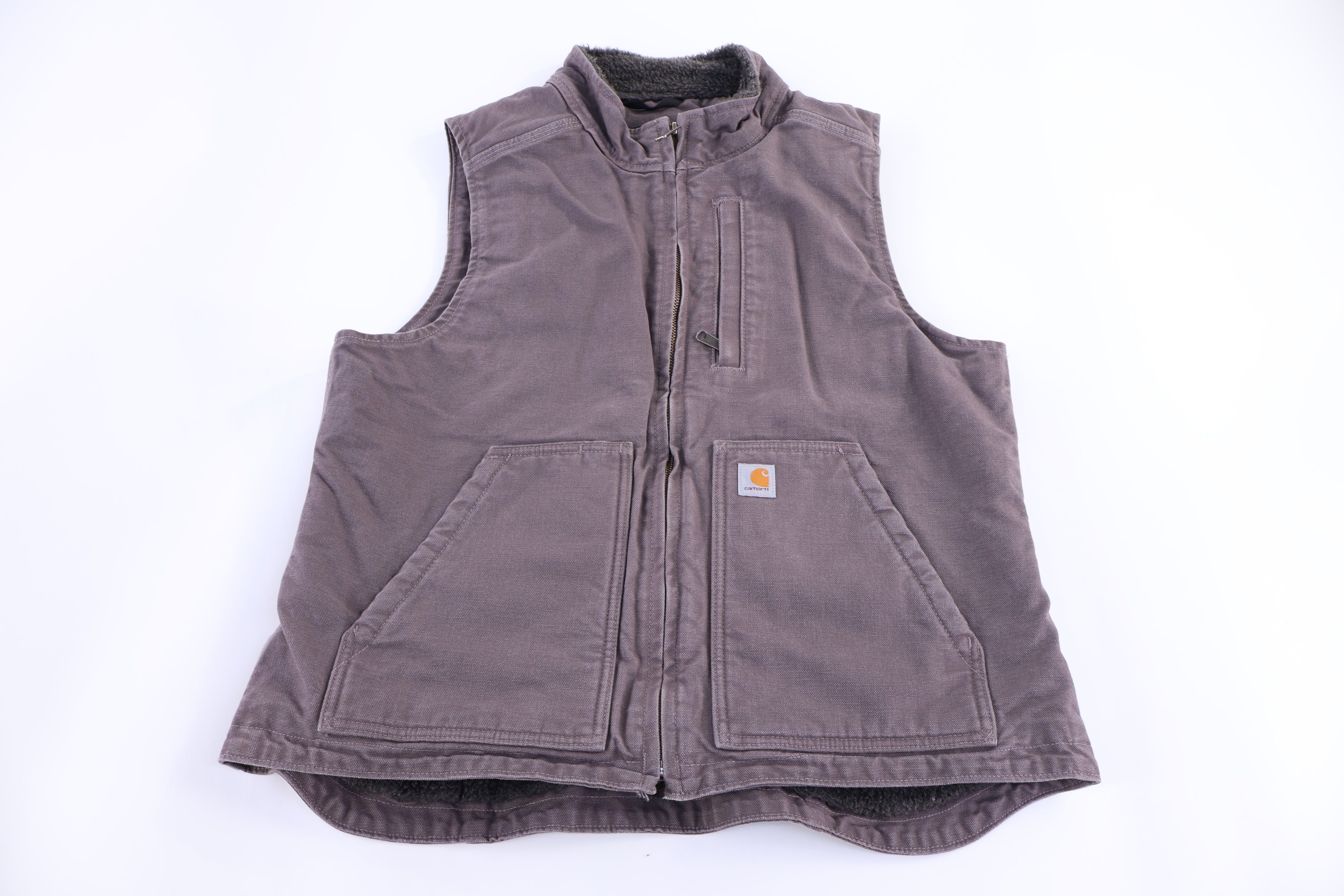 Women's Carhartt Logo Patch Grey Full Zip Vest