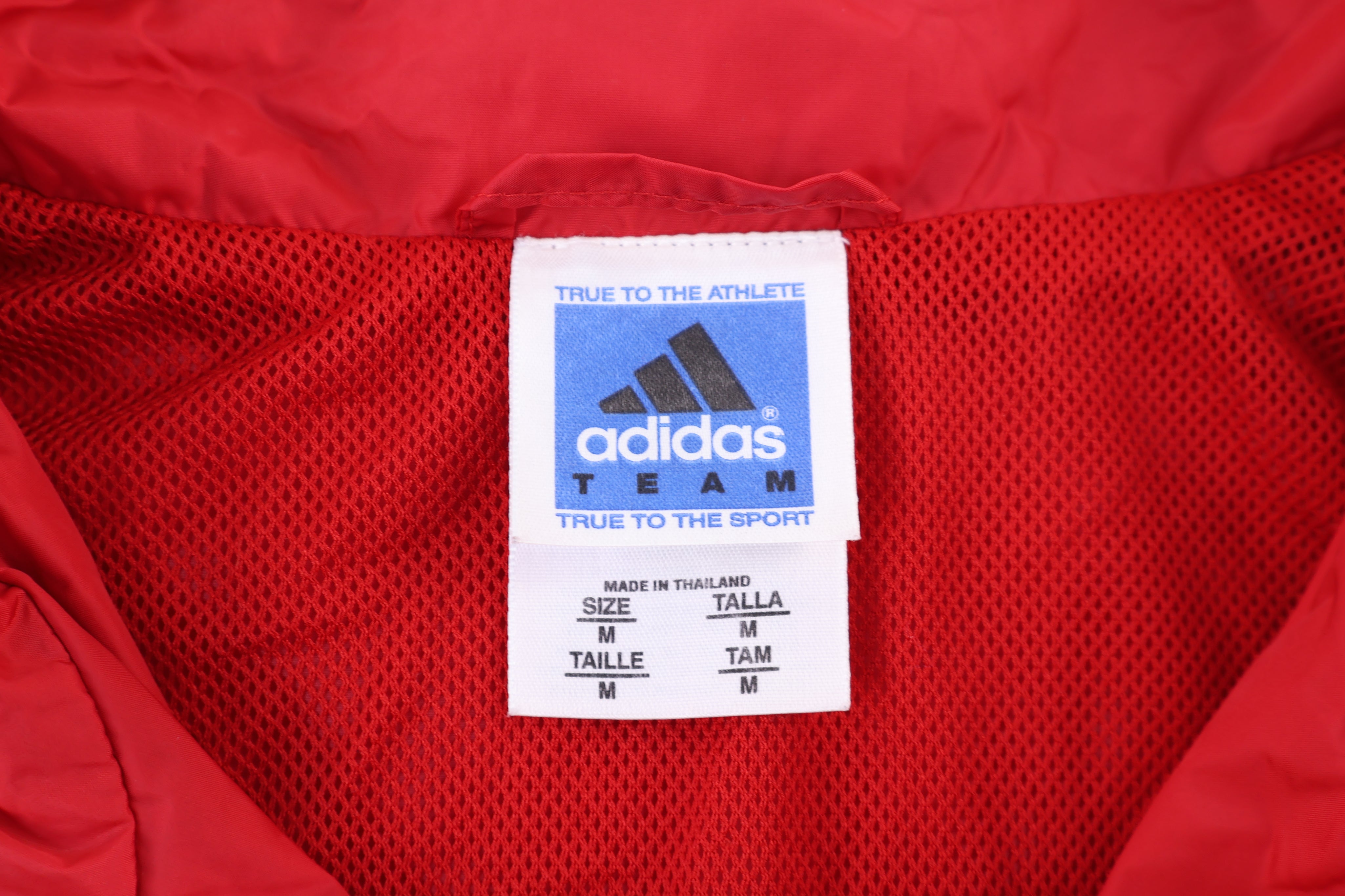 Vintage Adidas Embroidered Logo Red & White Full Zip Windbreaker