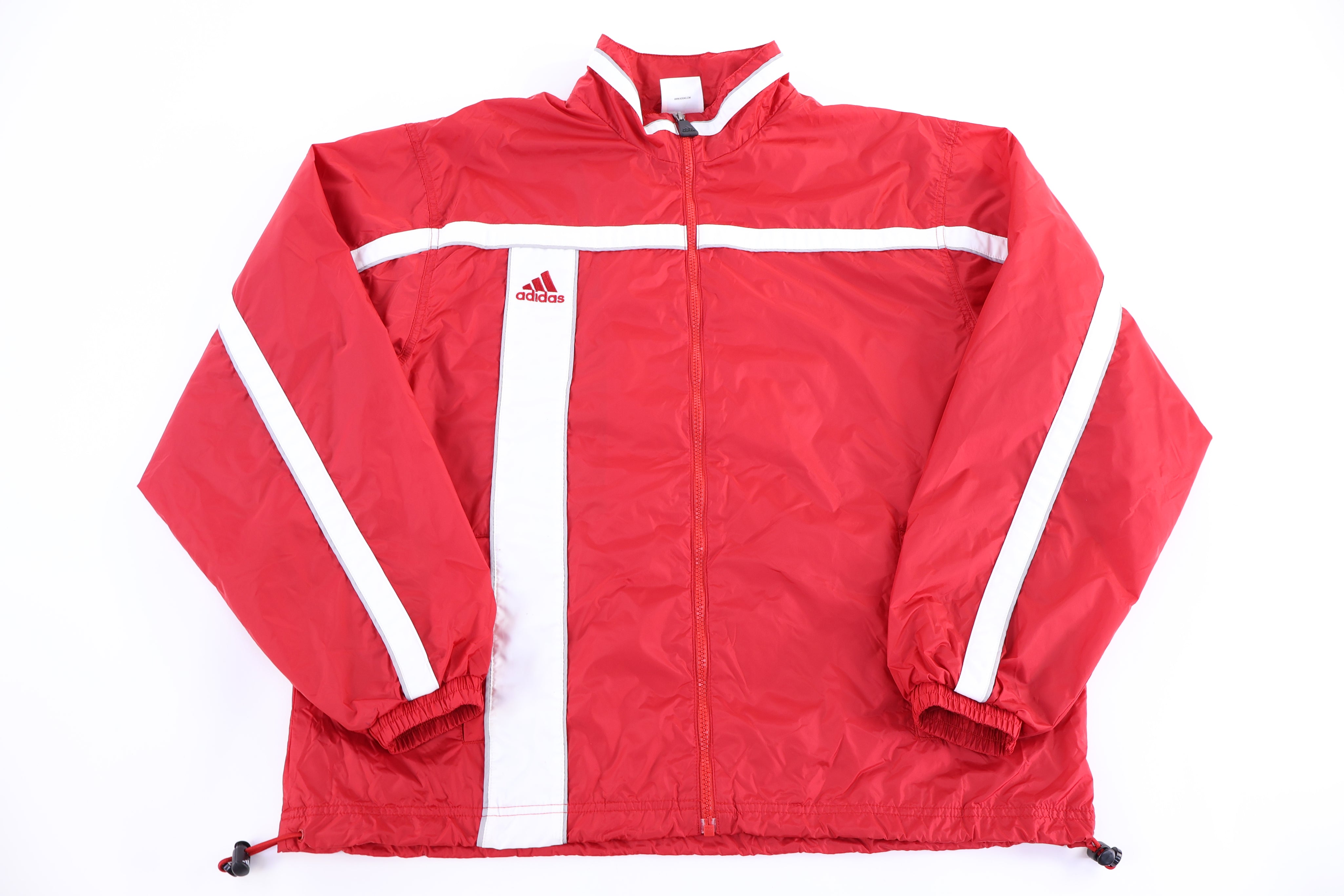 Vintage Adidas Embroidered Logo Red & White Full Zip Windbreaker