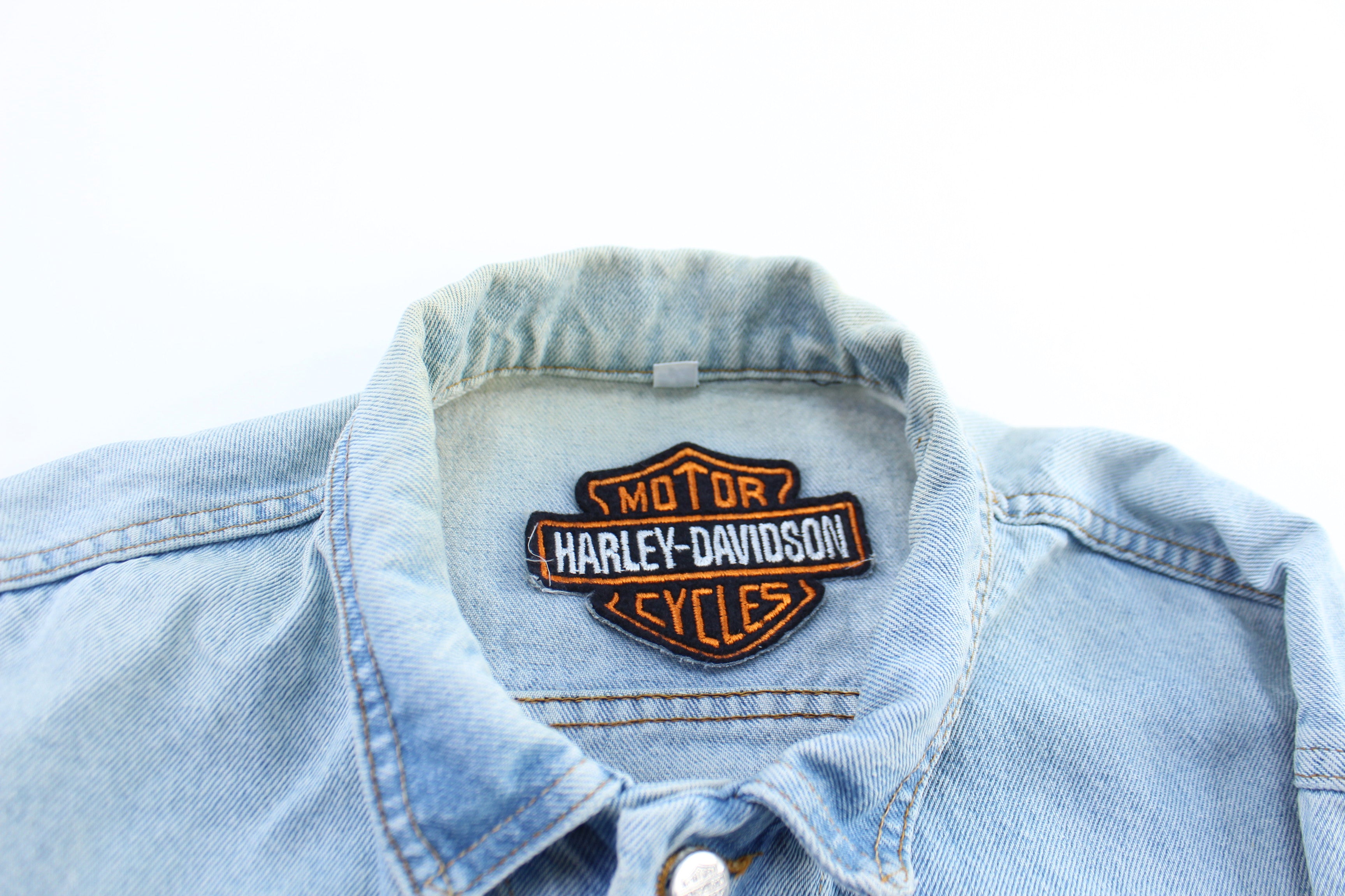Vintage Harley Davidson Motorcycles Light Wash Denim Jacket