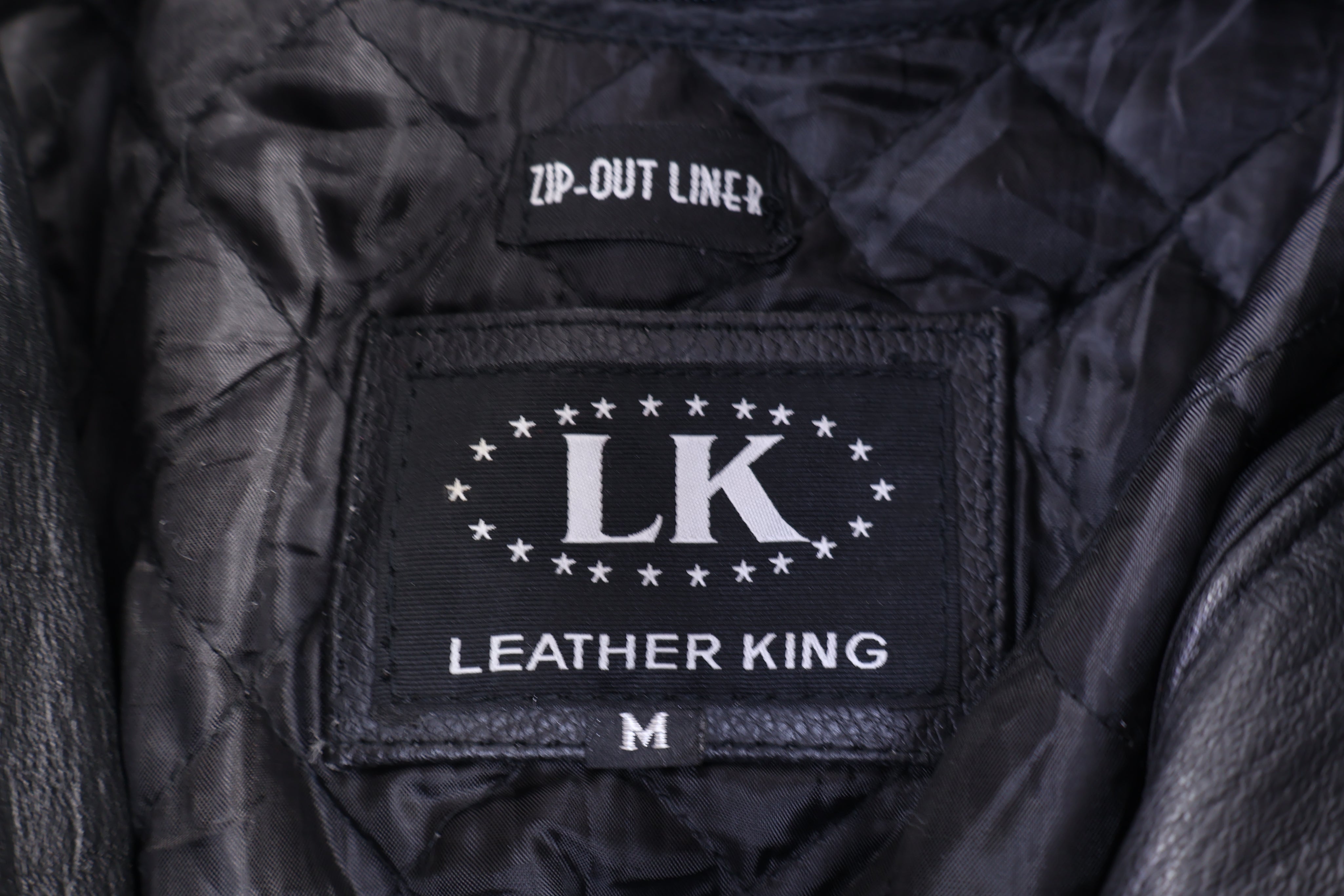 Vintage Leather King Black Leather Biker Jacket