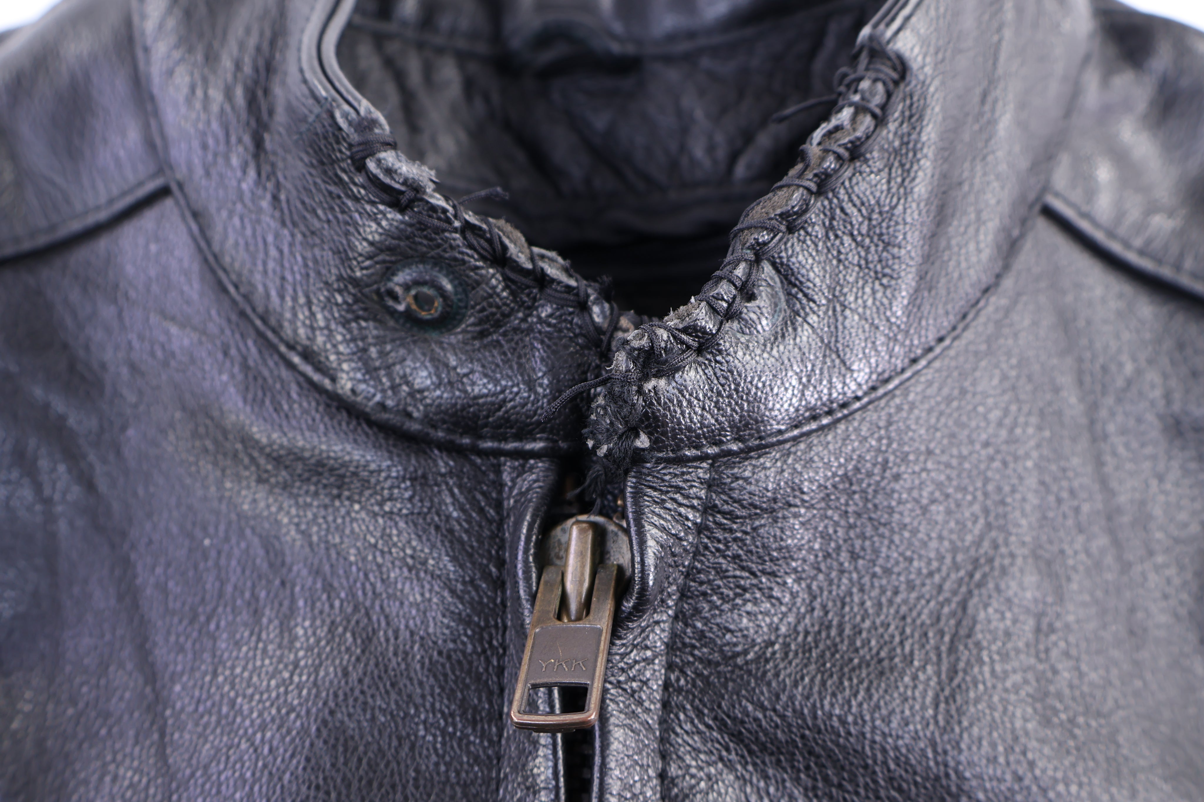 Vintage Leather King Black Leather Biker Jacket