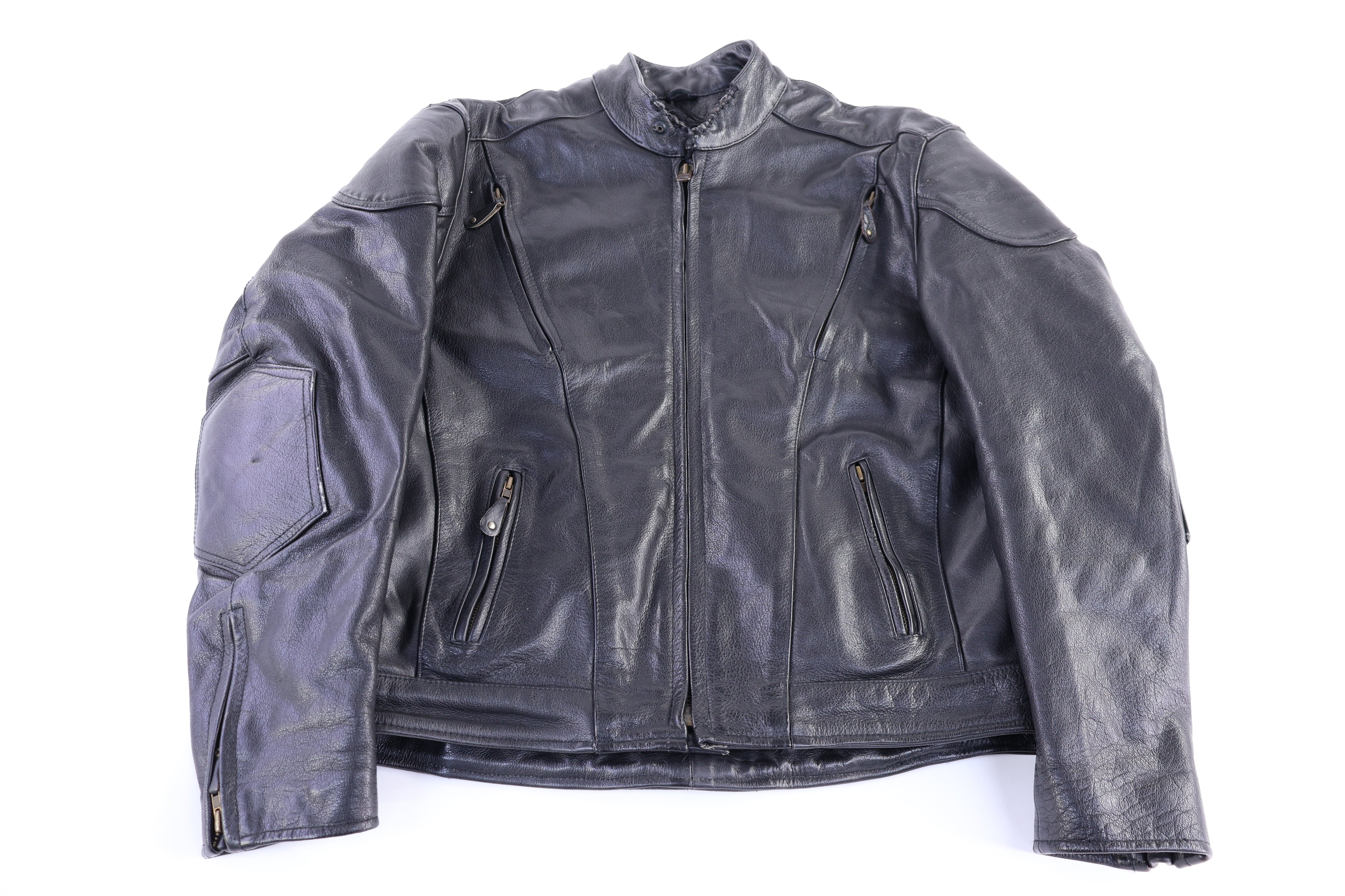 Vintage Leather King Black Leather Biker Jacket
