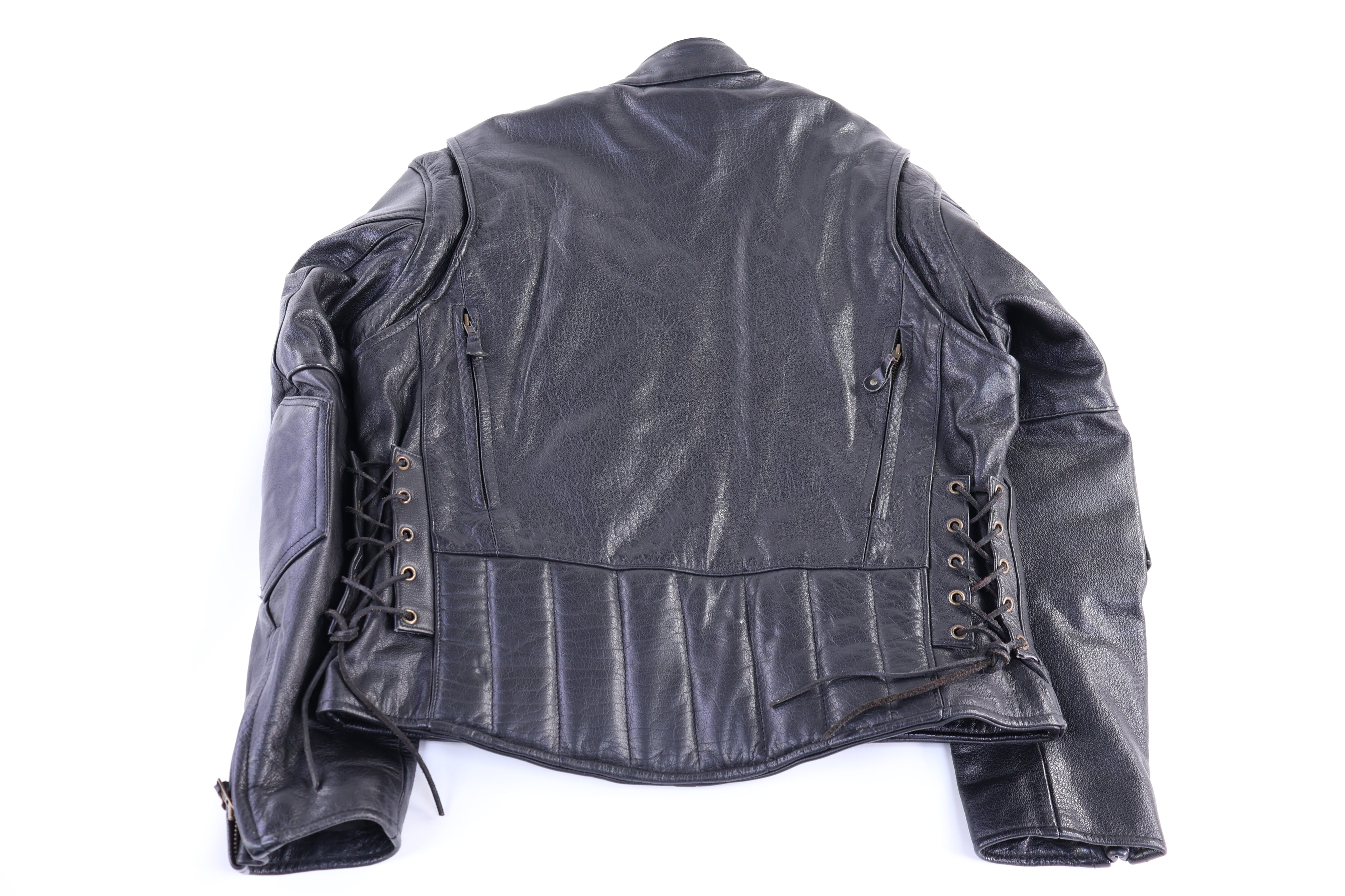 Vintage Leather King Black Leather Biker Jacket