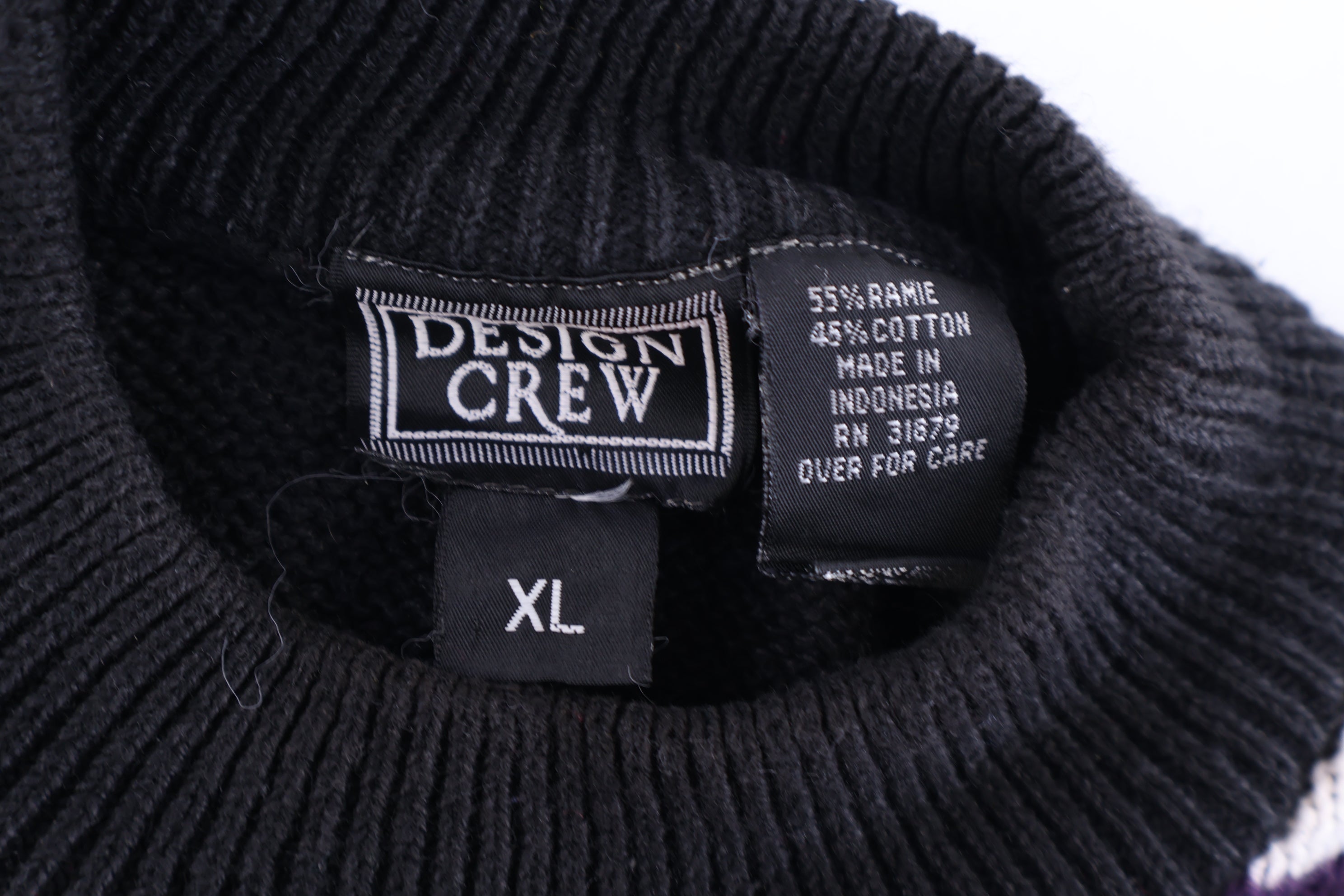90's Design Crew Multipattern Knit Sweater
