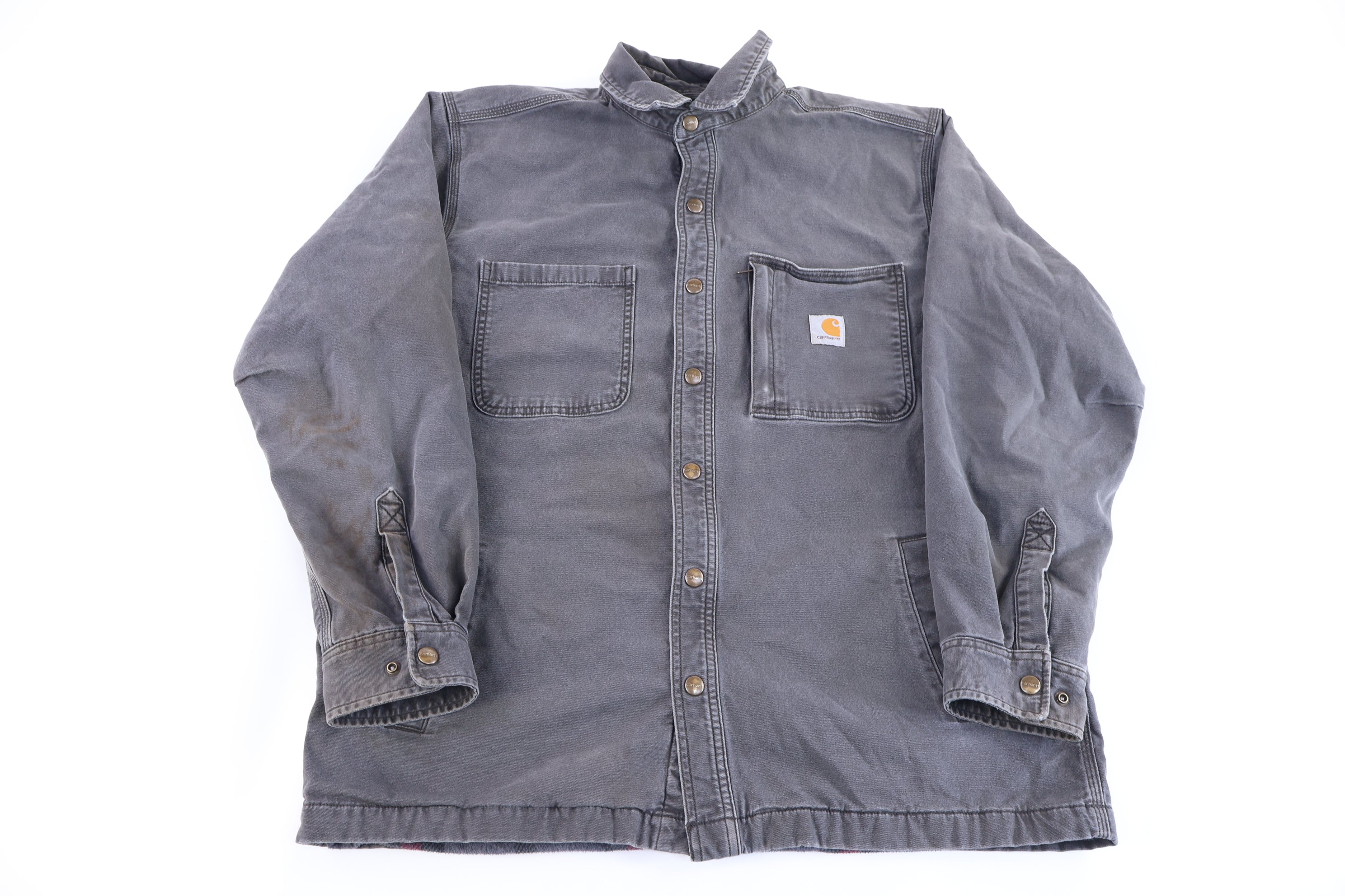 Carhartt Logo Patch Grey LS Button Down