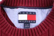 Vintage Tommy Hilfiger Embroidered Logo Red Knit Sweater