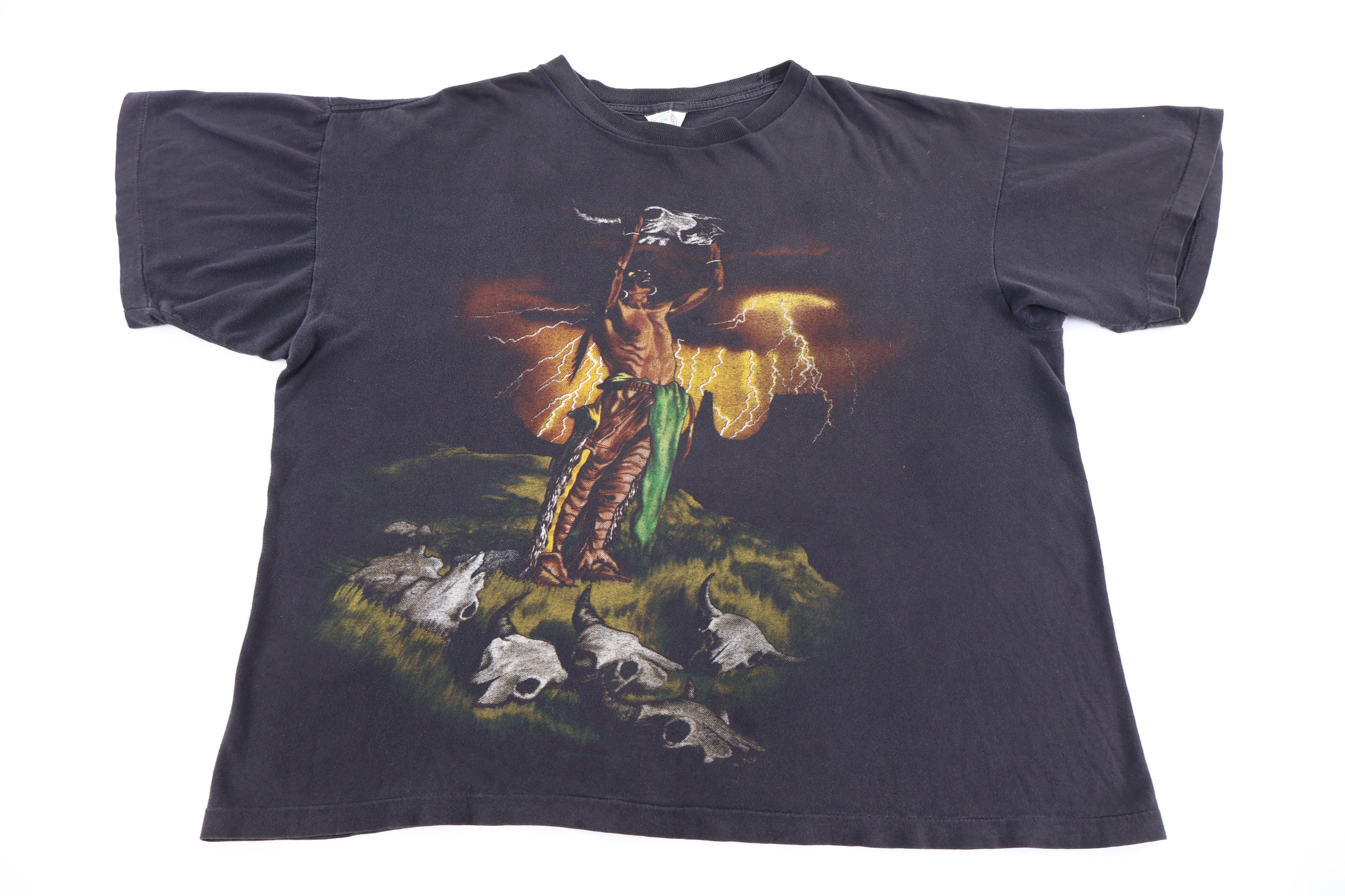 90's American Thunder Native American Warrior T-shirt