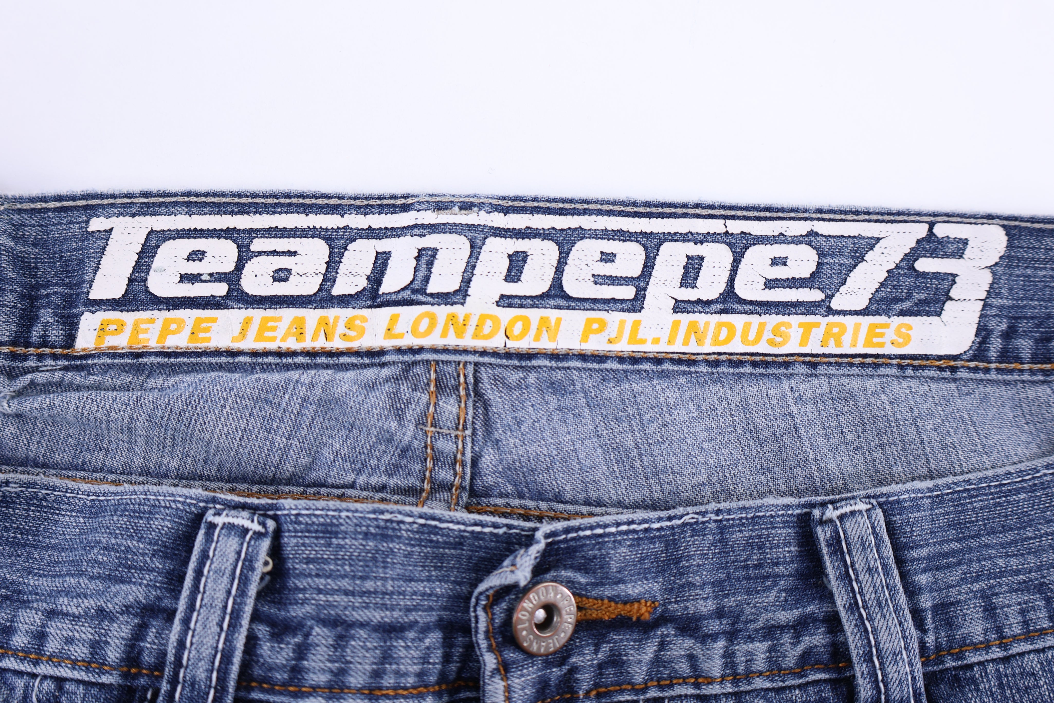 Y2K Pepe Performance Embroidered Denim Shorts