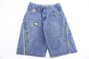 Y2K Pepe Performance Embroidered Denim Shorts