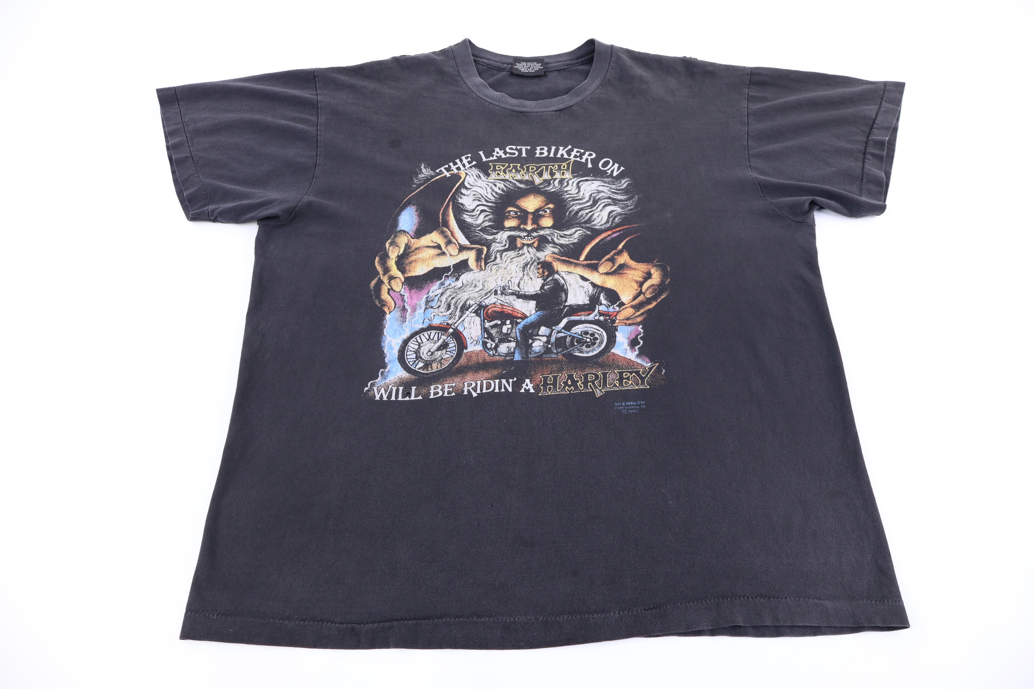 1990 Harley Davidson Motorcycles The Last Biker On Earth 3D Emblem T-shirt