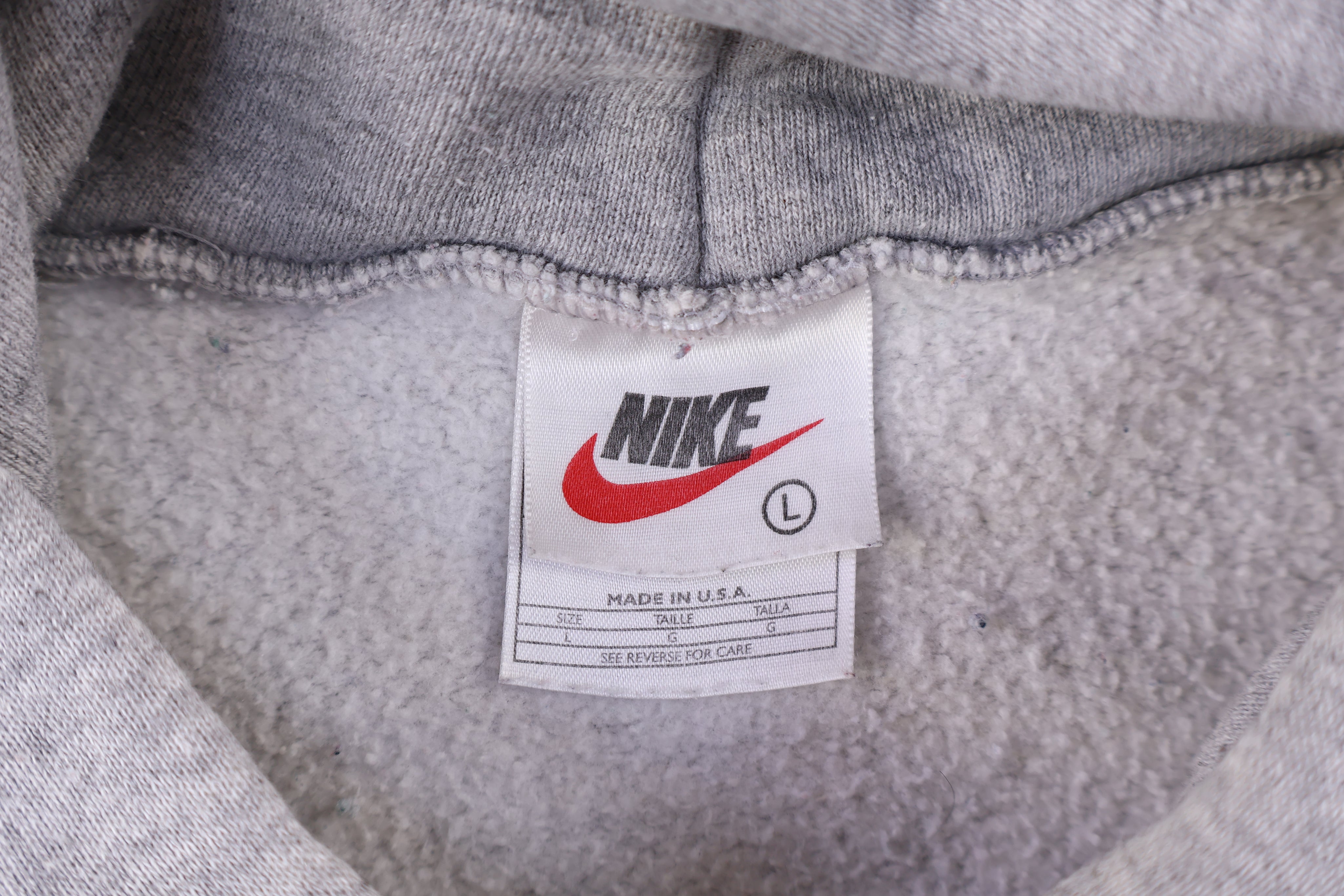 90's Nike Embroidered Center Swoosh Grey Pullover Hoodie