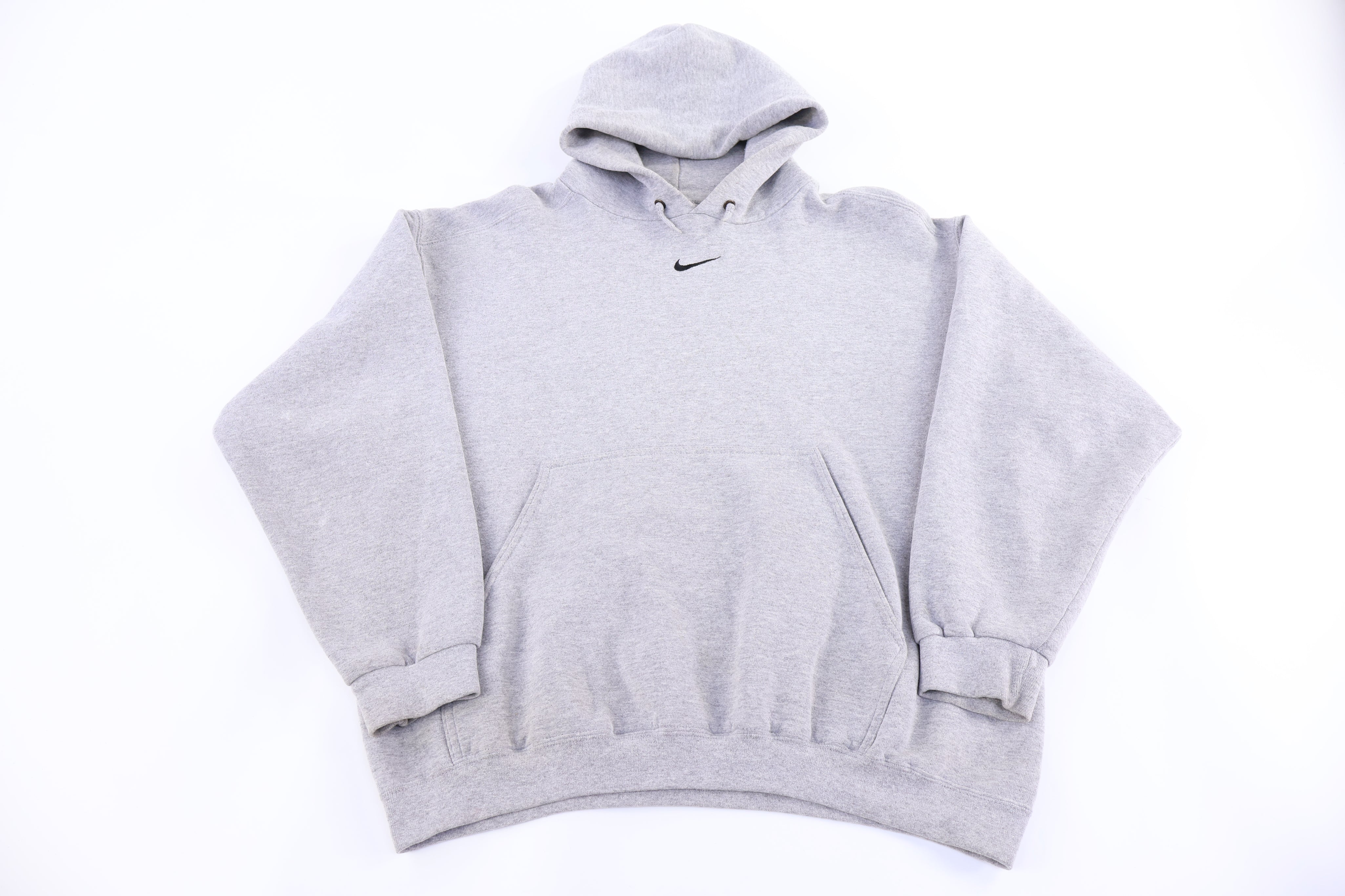 90's Nike Embroidered Center Swoosh Grey Pullover Hoodie