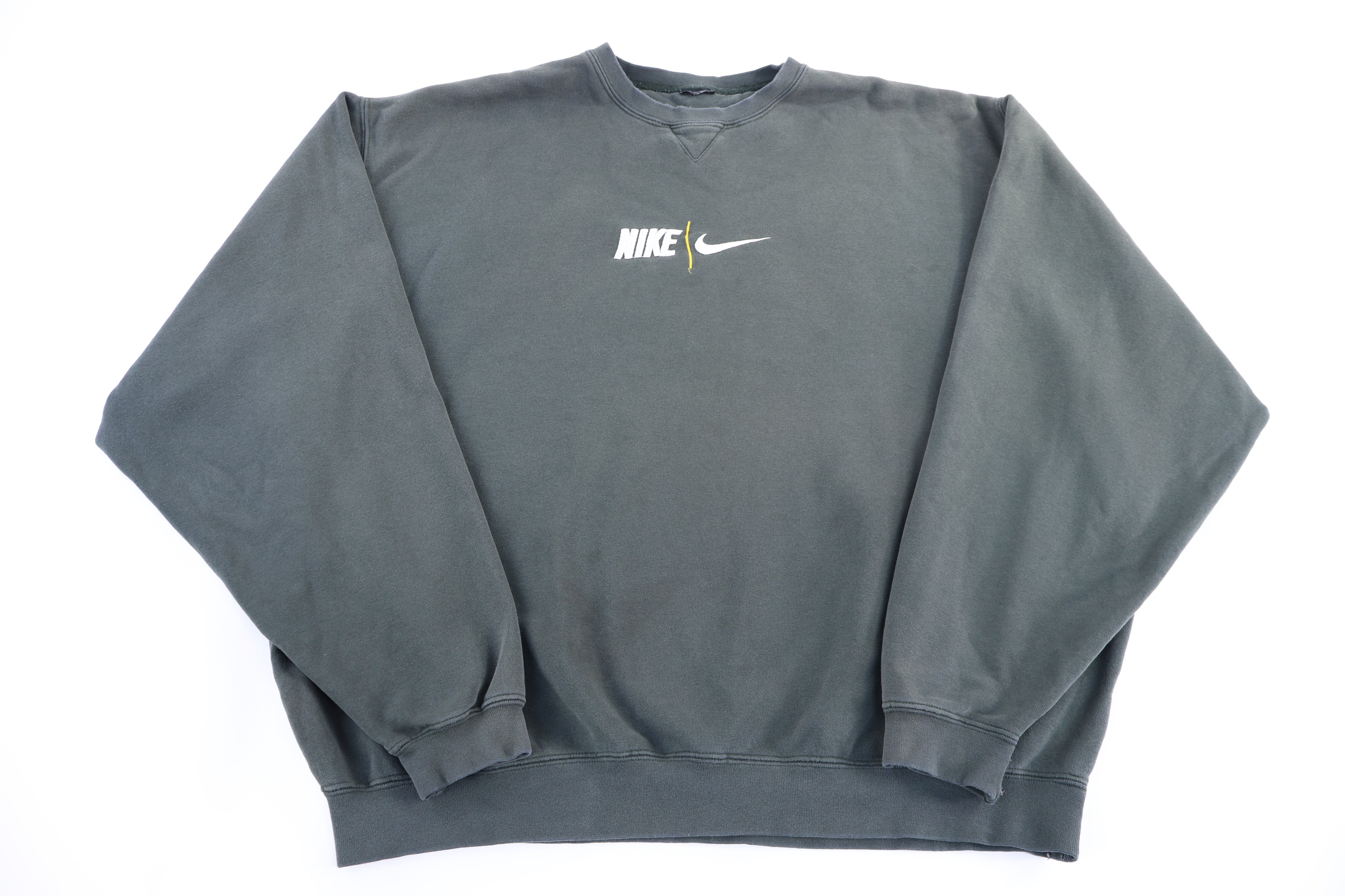 Vintage Nike Embroidered Logo Green Sweatshirt