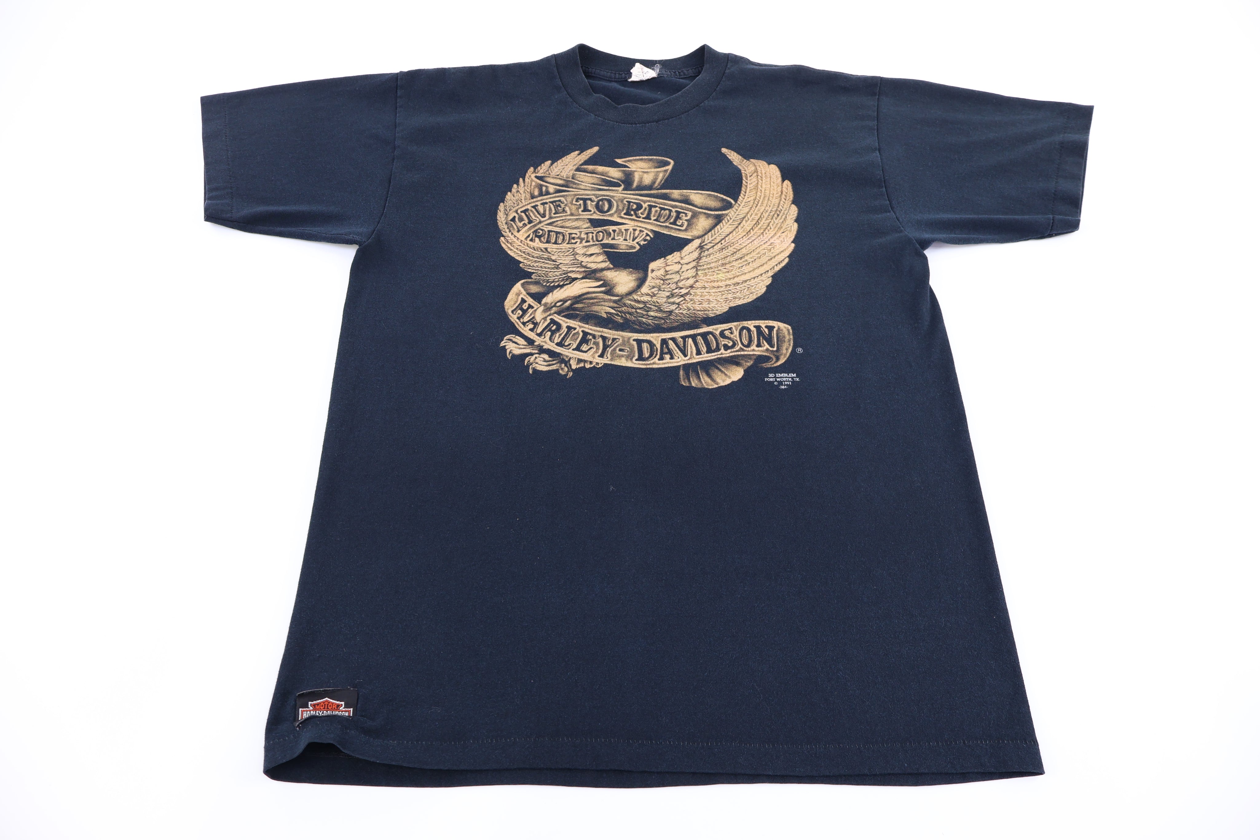 1991 Harley Davidson Motorcycles 3D Emblem T-shirt